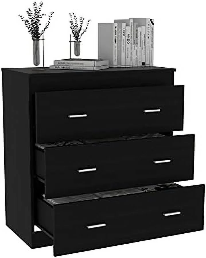 HBLUKDL Capri Three Drawer Dresser   Top  Metal Handles  White