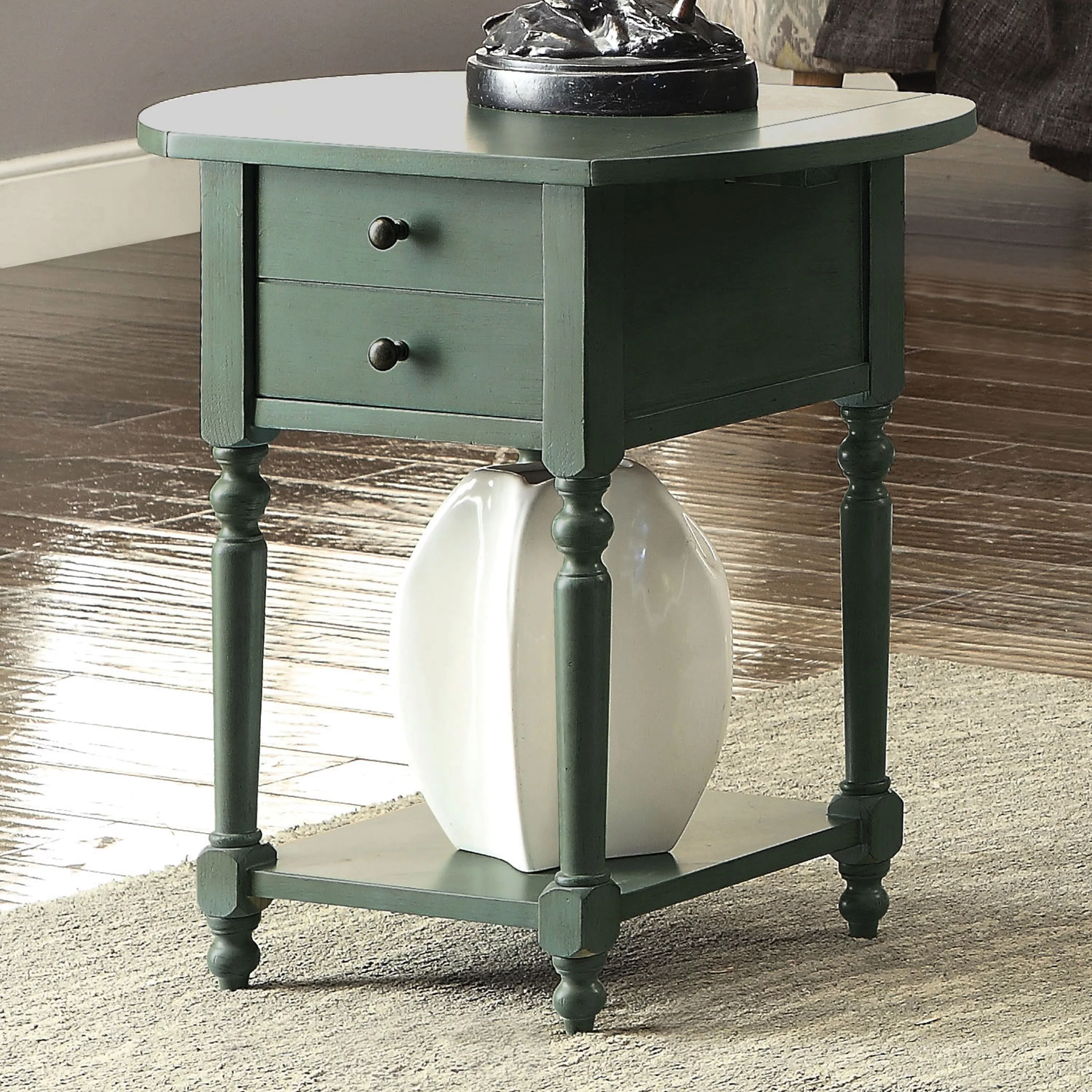 Furniture of America Kist French Country 25-inch Solid Wood 1-Shelf Side Table by  Antique Grey