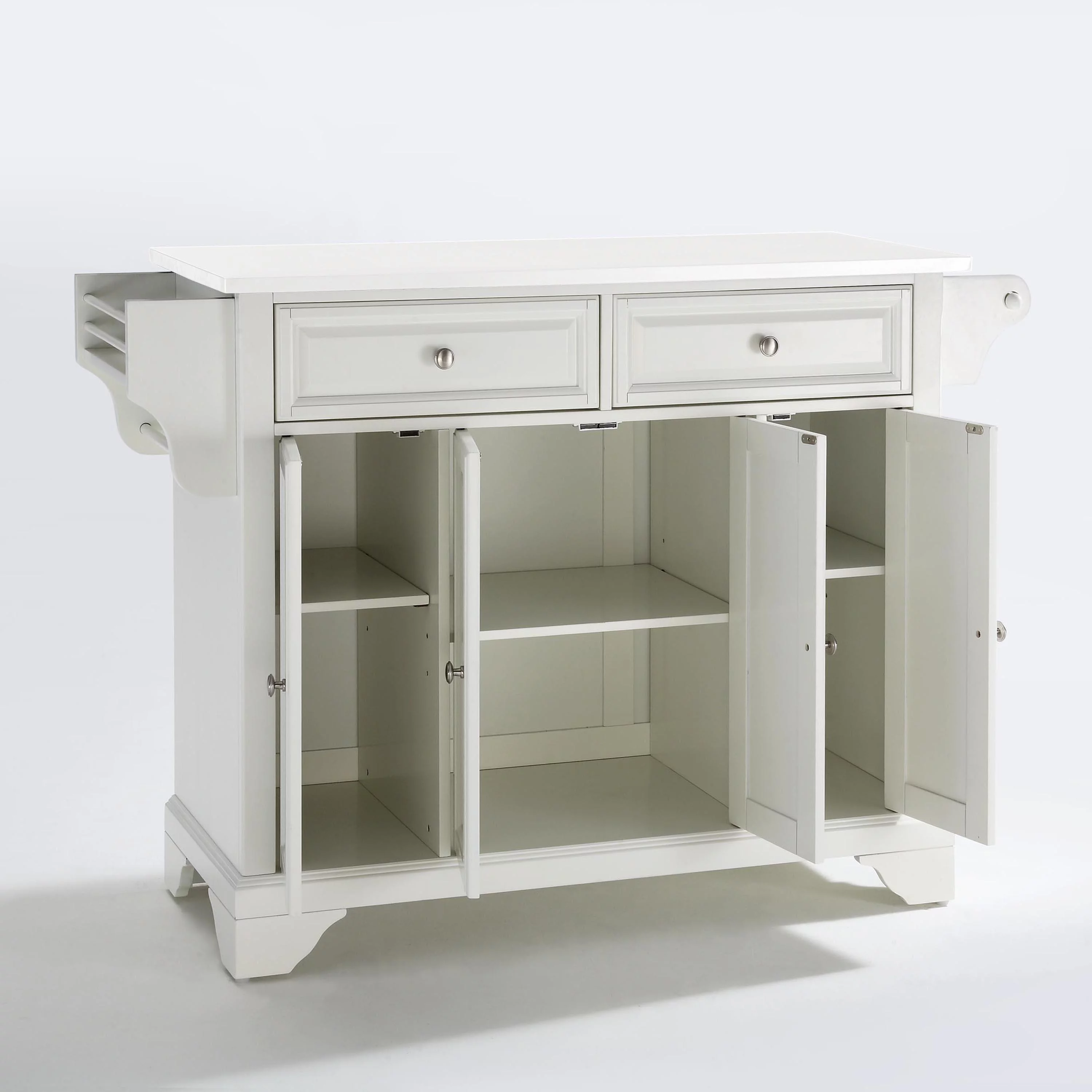 Crosley Furniture Lafayette Wood Granite Top Kitchen Island in White