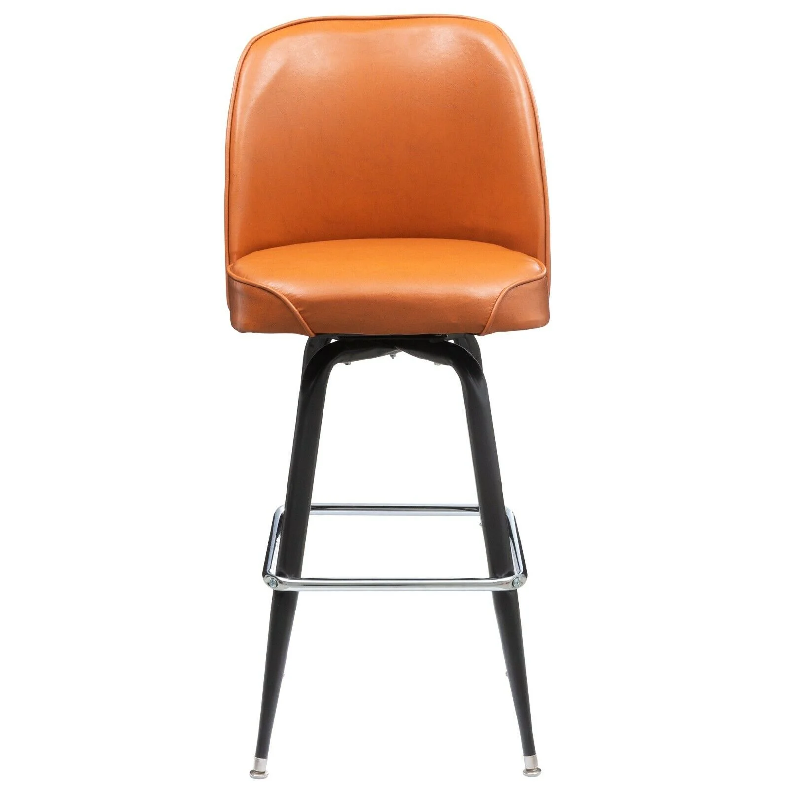 (2 PACK) Metal Restaurant Barstool with Caramel Brown Vinyl Swivel Bucket Seat