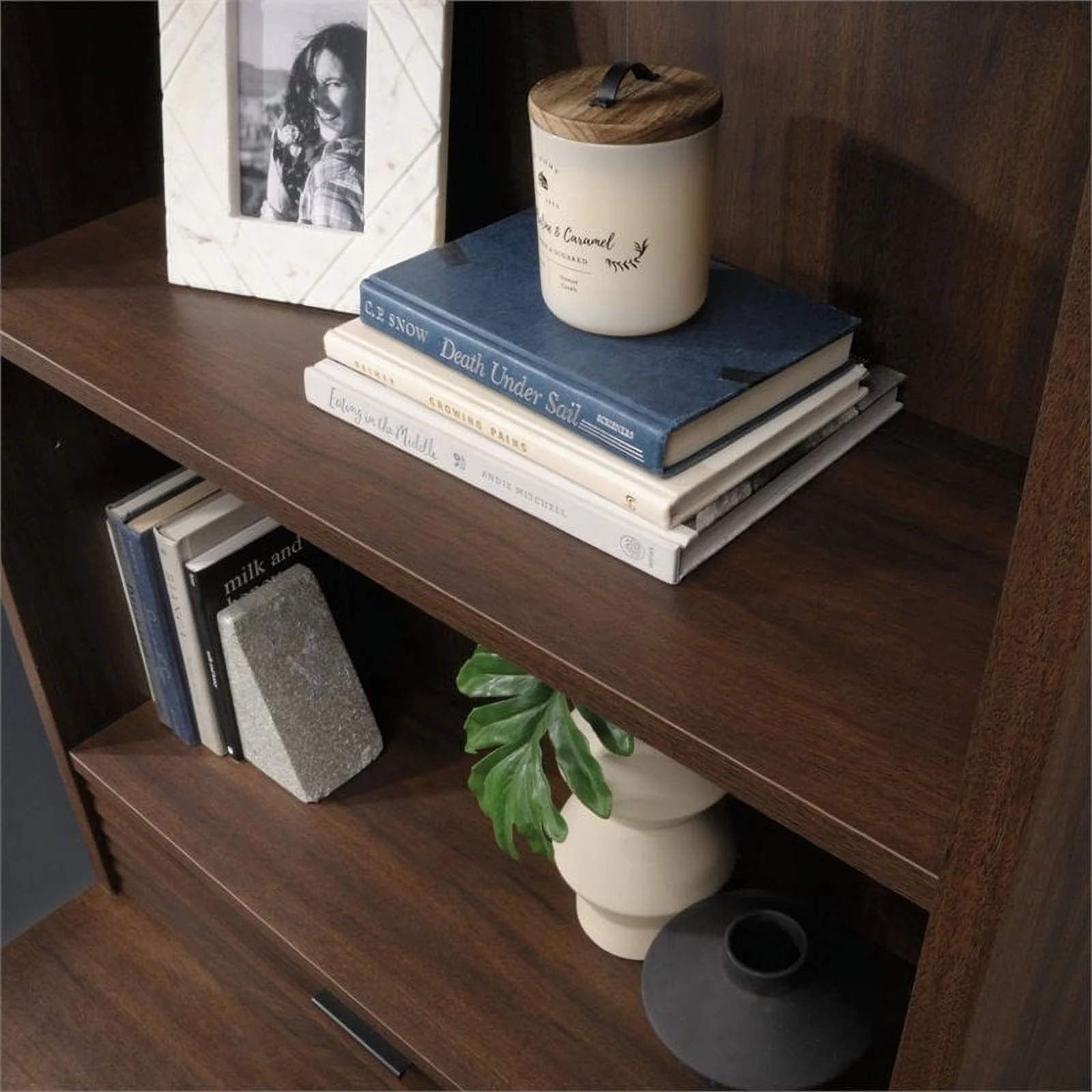 Home Square 2-Piece Set with 2 Drawer Lateral File & Library Hutch