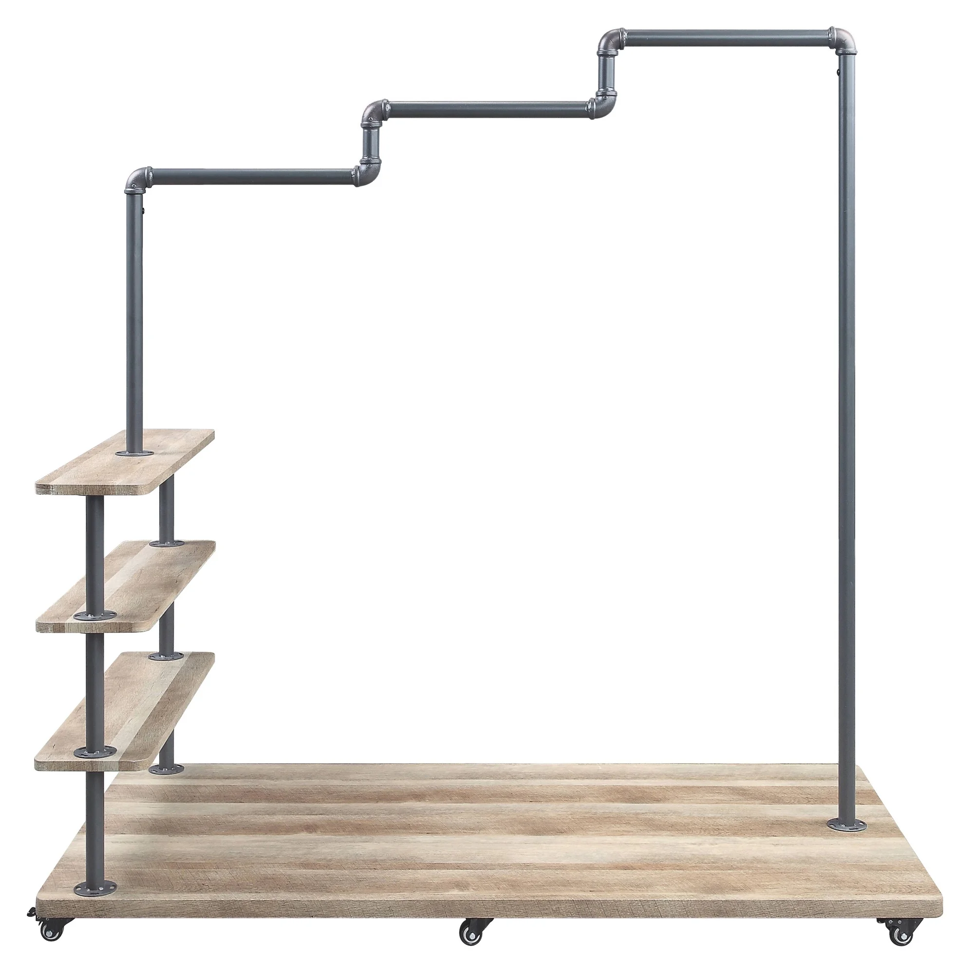 ACME Brantley Storage Hanger Rack in Oak and Sandy Gray