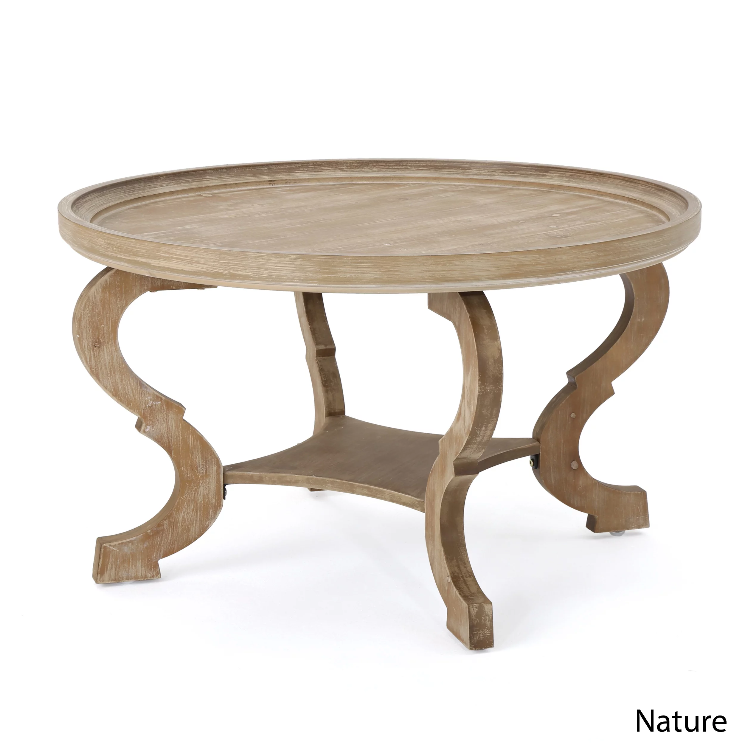 Noble House Shelton Faux Wood Circular Coffee Table, Nature