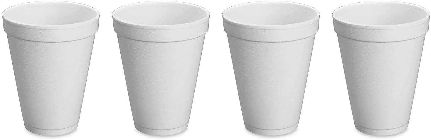 GeSHOP 8oz Disposable White Foam Cups - Pack of 50CT. Disposable Hot/Cold Drinking Foam Cups.