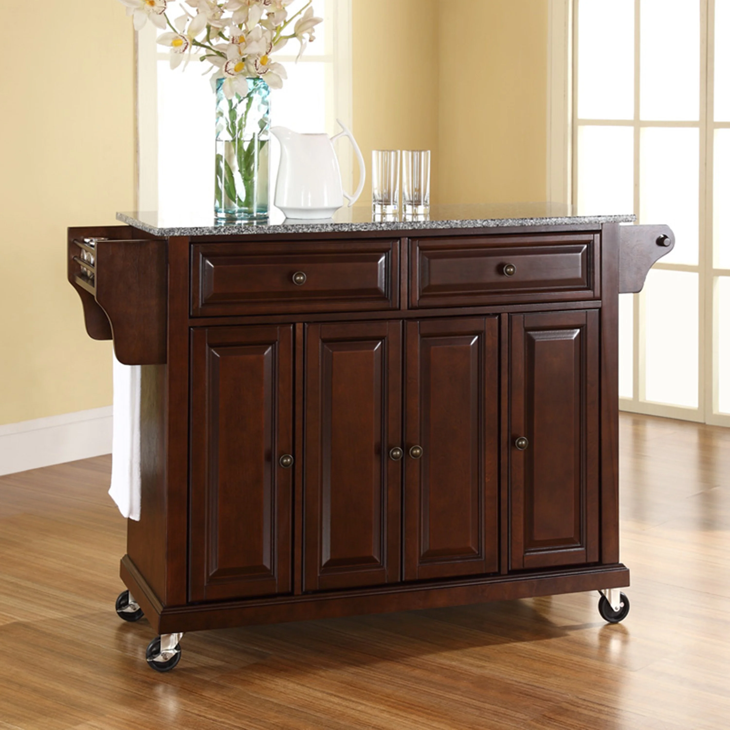 Crosley Furniture Crosley Full Size Granite Top Vintage Mahogany Kitchen Cart - 18