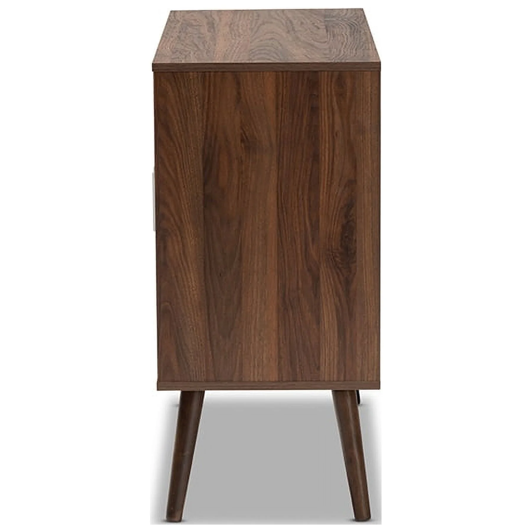 Baxton Studio Leena Two-Tone White and Walnut Wood 3-Drawer Sideboard Buffet