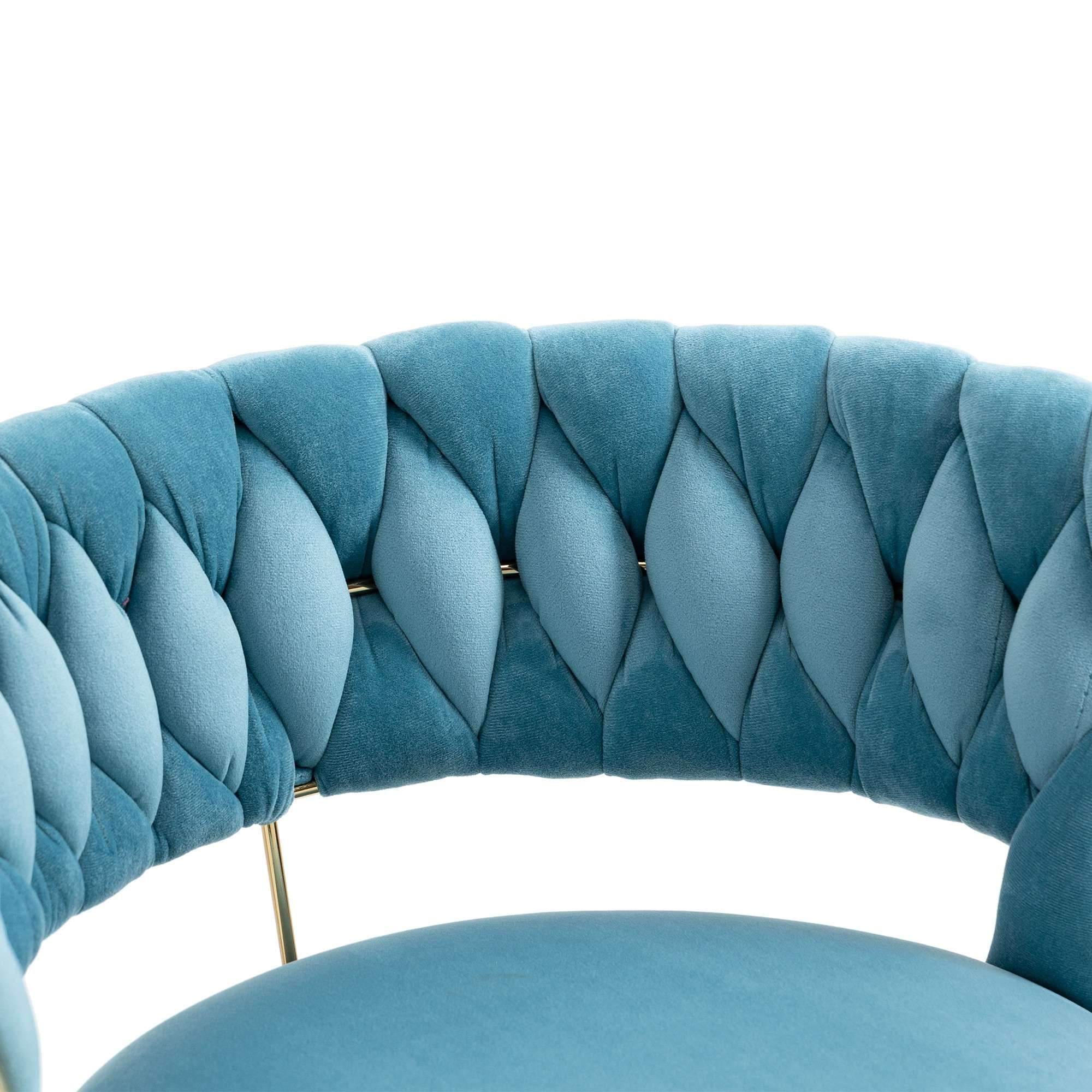 Velvet Tufted Counter Height Bar Stool Chairs with Solid Metal Legs Upholstered Bar Stools, Kitchen Island Padded Barstools with Footrest High Dining Chairs(Blue,Set of 2)