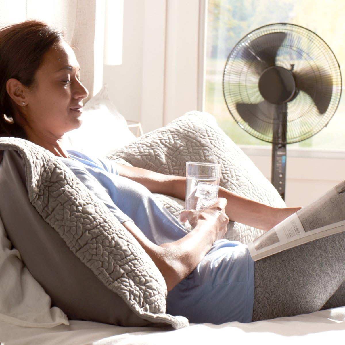 HSF600B Advanced QuietSet 16” Whole Room Stand Fan, Black – Ultra Quiet Pedestal Fan with Remote Control, Oscillation and 5 Power Settings