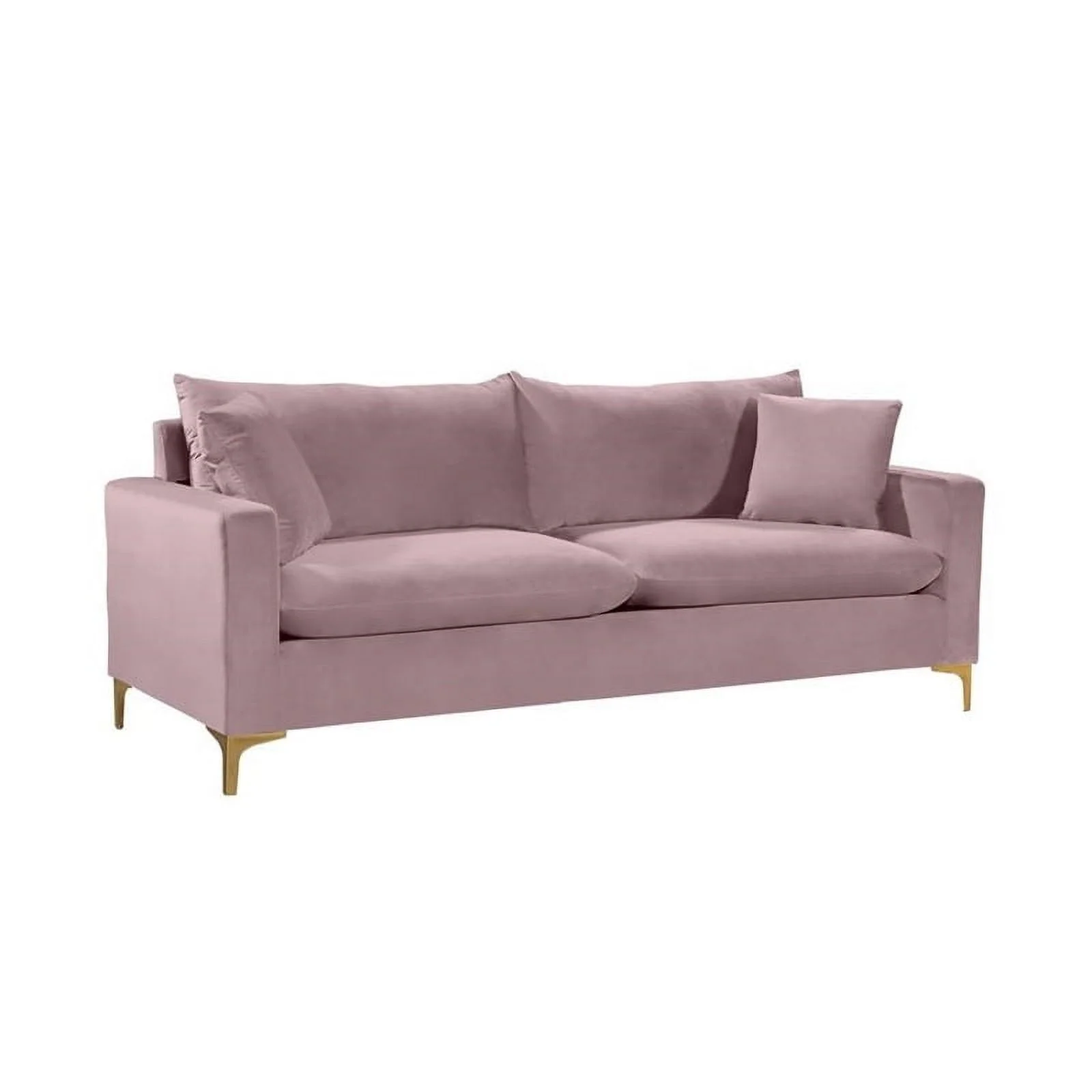 Home Square 3-Piece Set with Velvet Accent Chair Sofa and Loveseat in Pink