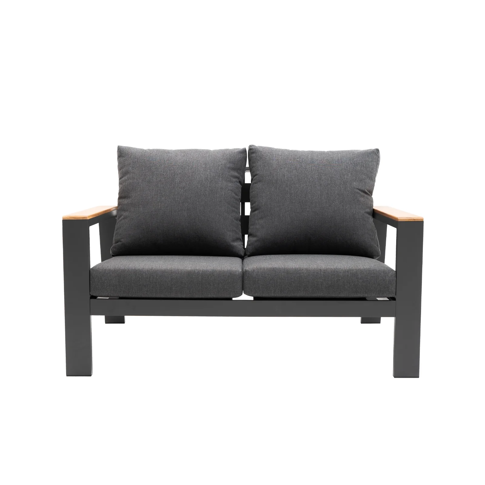 Outdoor Loveseat Sofa All-Weather Patio Sofa Couch High Back 2 Seater Aluminum Sofa Chair,Dark Grey