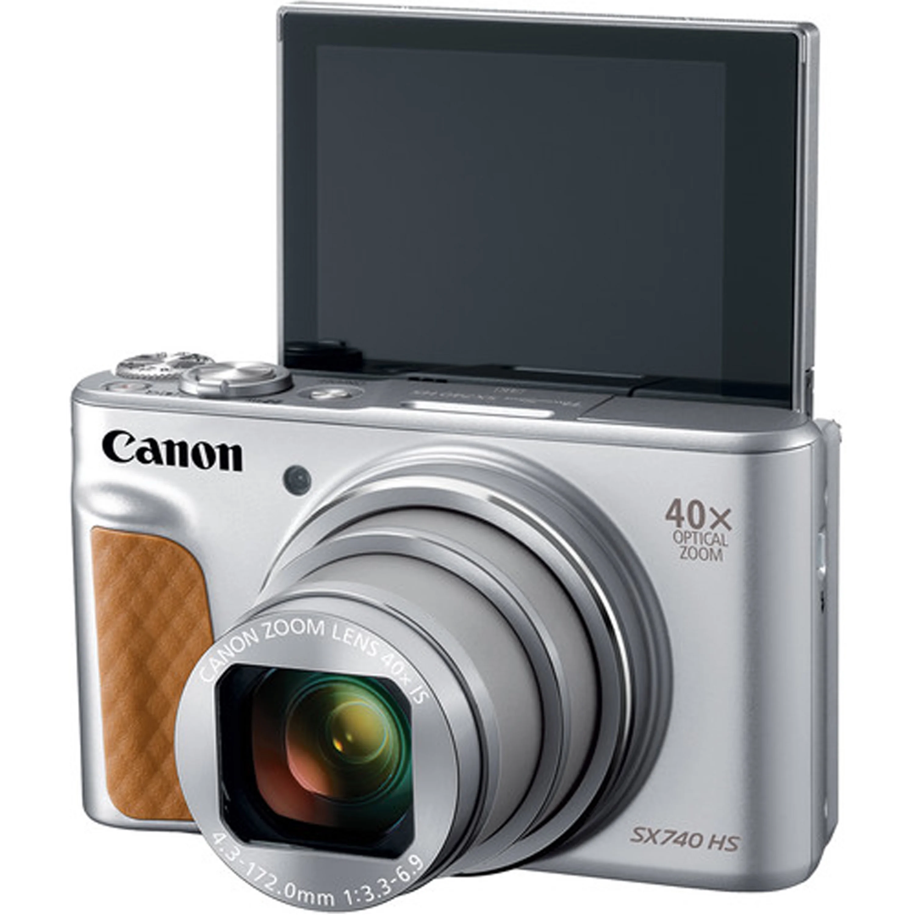 Canon PowerShot SX740 HS Digital Camera (Silver) With LED Video Light + 3 Extra Batteries + Two 64GB Memory Cards + Tripod + Case & More
