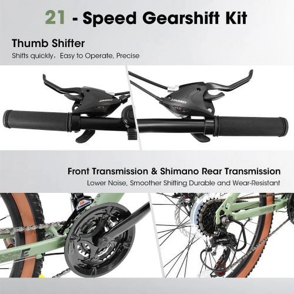 Ecarpat Mountain Bike 27.5 Inch Wheel, 21-Speed Disc Brakes Trigger Shifter, Carbon Steel Frame Mens Womens Trail Commuter City Snow Beach Mountain Bikes Bicycles