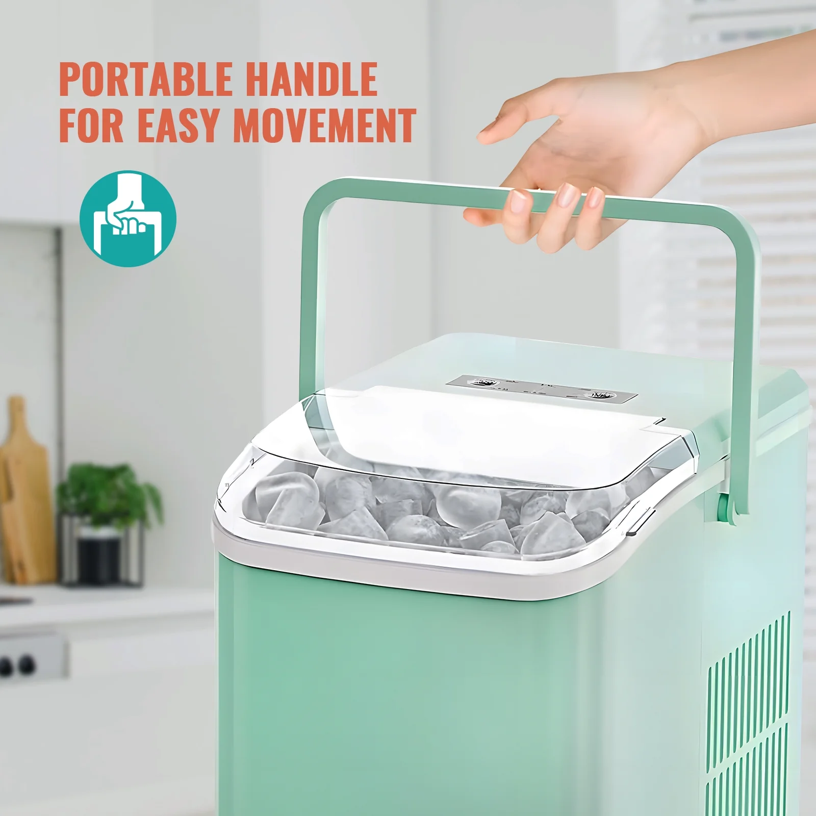Portable Ice Maker 9 Ice Cubes 7-8 Mins Self-Cleaning Electric Ice Making Machine for Home