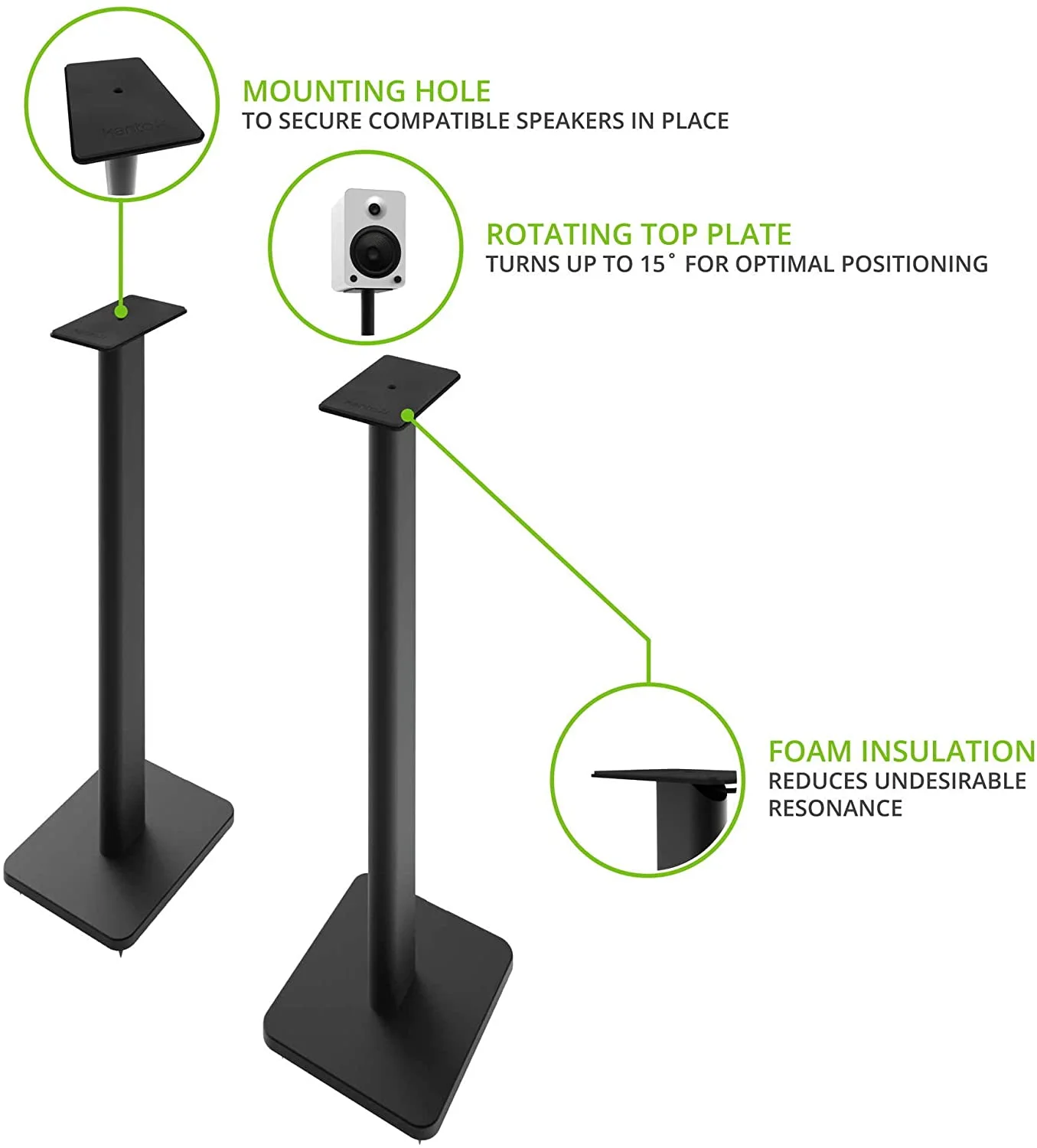 Kanto YU4WALNUT 140W Speakers - Walnut (Pair) with Kanto SP26PL 26
