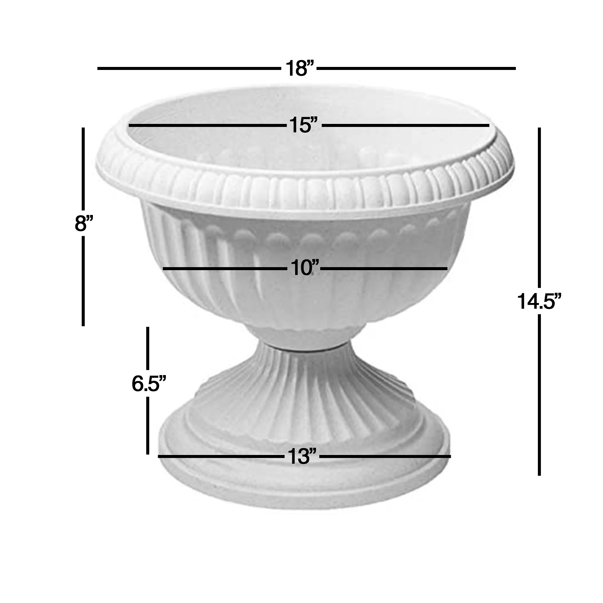 Novelty Poly Grecian Urn, Flower Pot/Planter, Plastic, Stone Color, 18