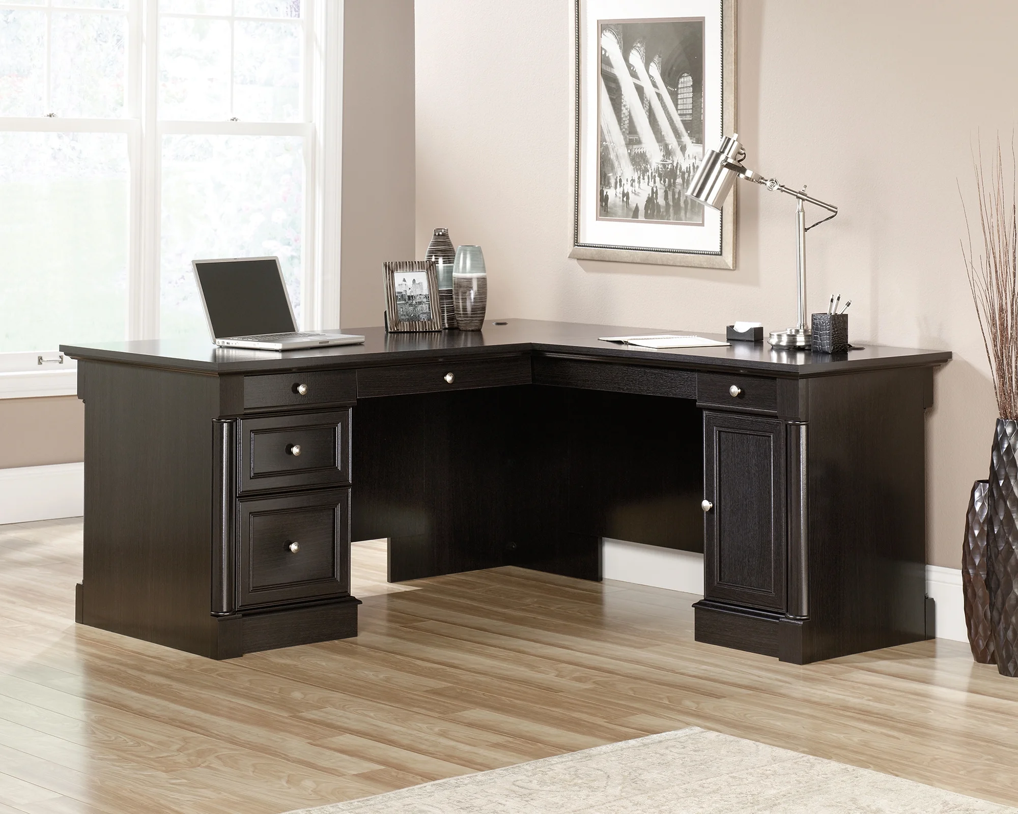 Palladia L-Shaped Desk Wind Oak