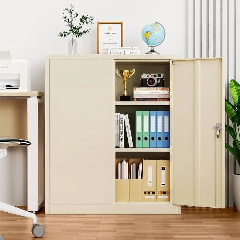 ZWNLKQG Locking Metal Cabinet 72"×36"×18"  Tall  Cabinet with 2 Doors and 4 Shelves  Large Metal Steel Utility Cabinet for Office File Bathroom Medicine Garage Pantry (White)