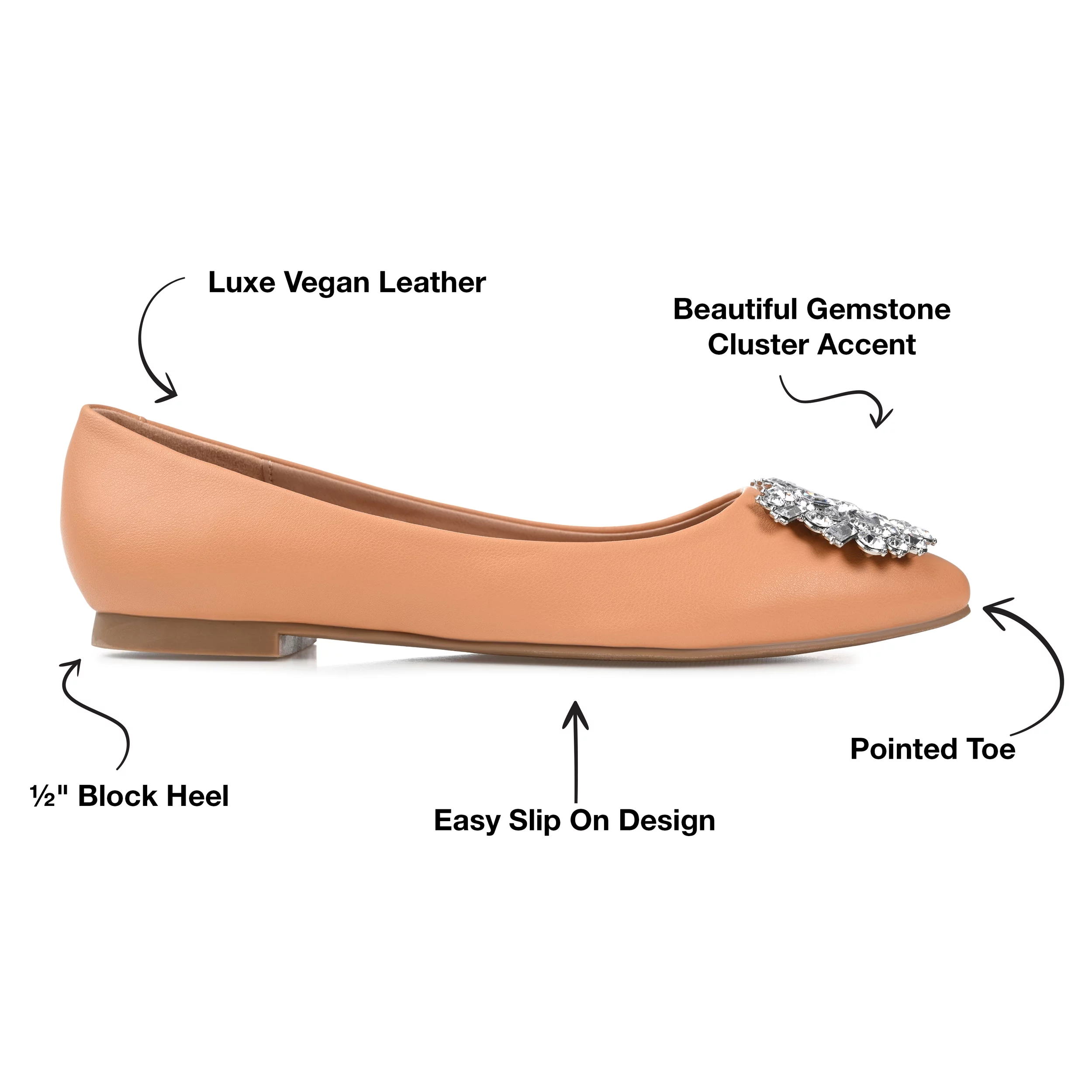 Journee Collection Womens Renzo Slip On Pointed Toe Ballet Flats