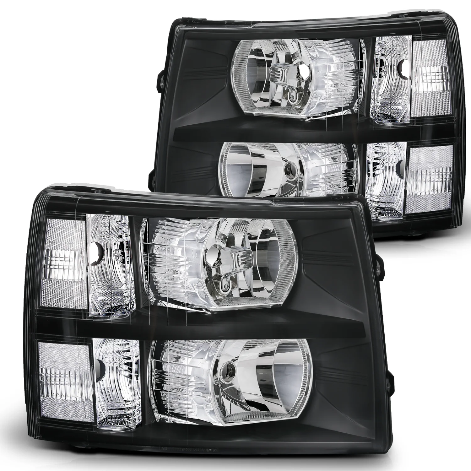 Magshion Headlight Assembly for 2007-2014 Chevy Silverado 1500, 2500 3500 & HD Models Truck, Black Housing Clear Lens Clear Corner