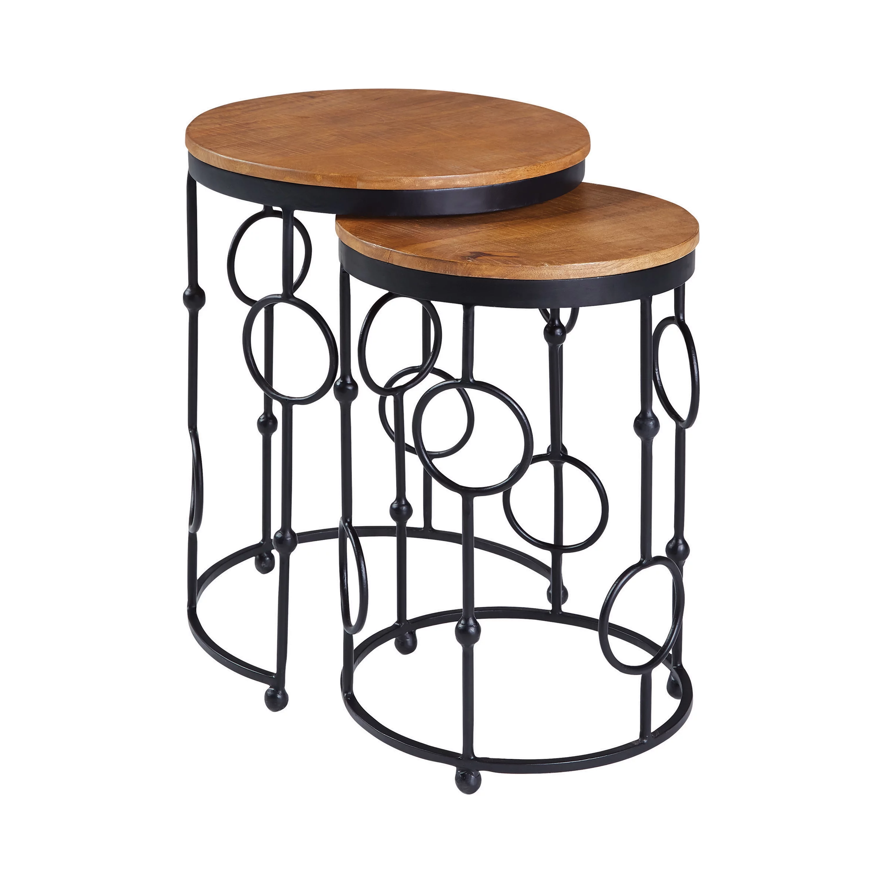 Coaster Essence 2-Piece Round Nesting Tables Brown And Black Gunmetal