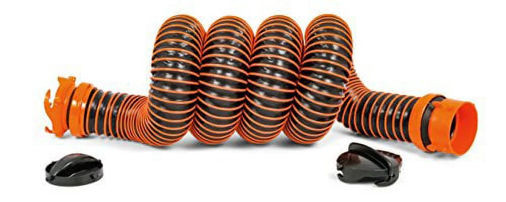 Camco RhinoEXTREME 20ft RV Sewer Hose Kit, Includes Swivel Fitting and Translucent Elbow with 4-In-1 Dump Station Fitting, Crush Resistant, Storage Caps Included - 39867