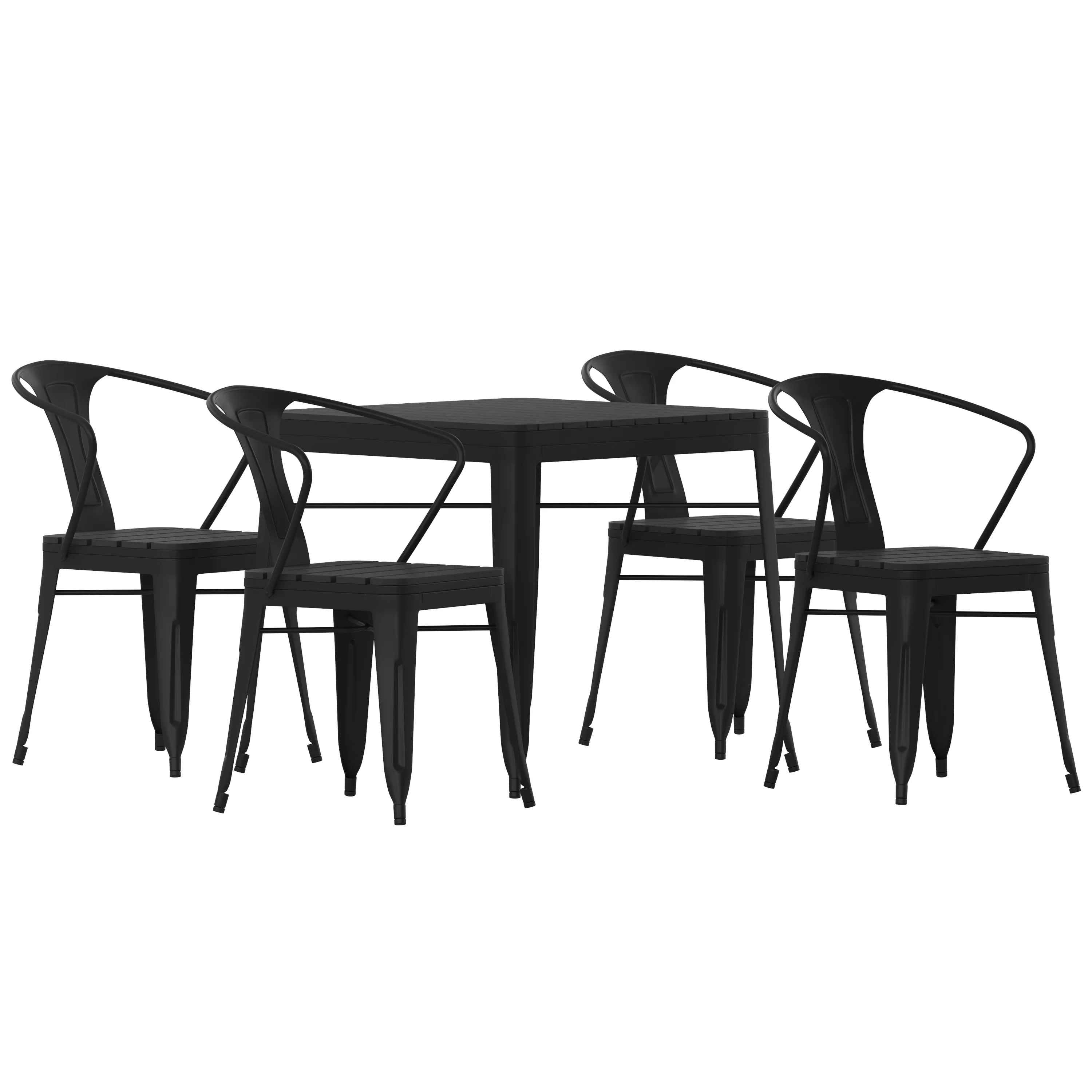 Flash Furniture Helvey Commercial 5 Piece Indoor-Outdoor Table and Chairs, 31.5
