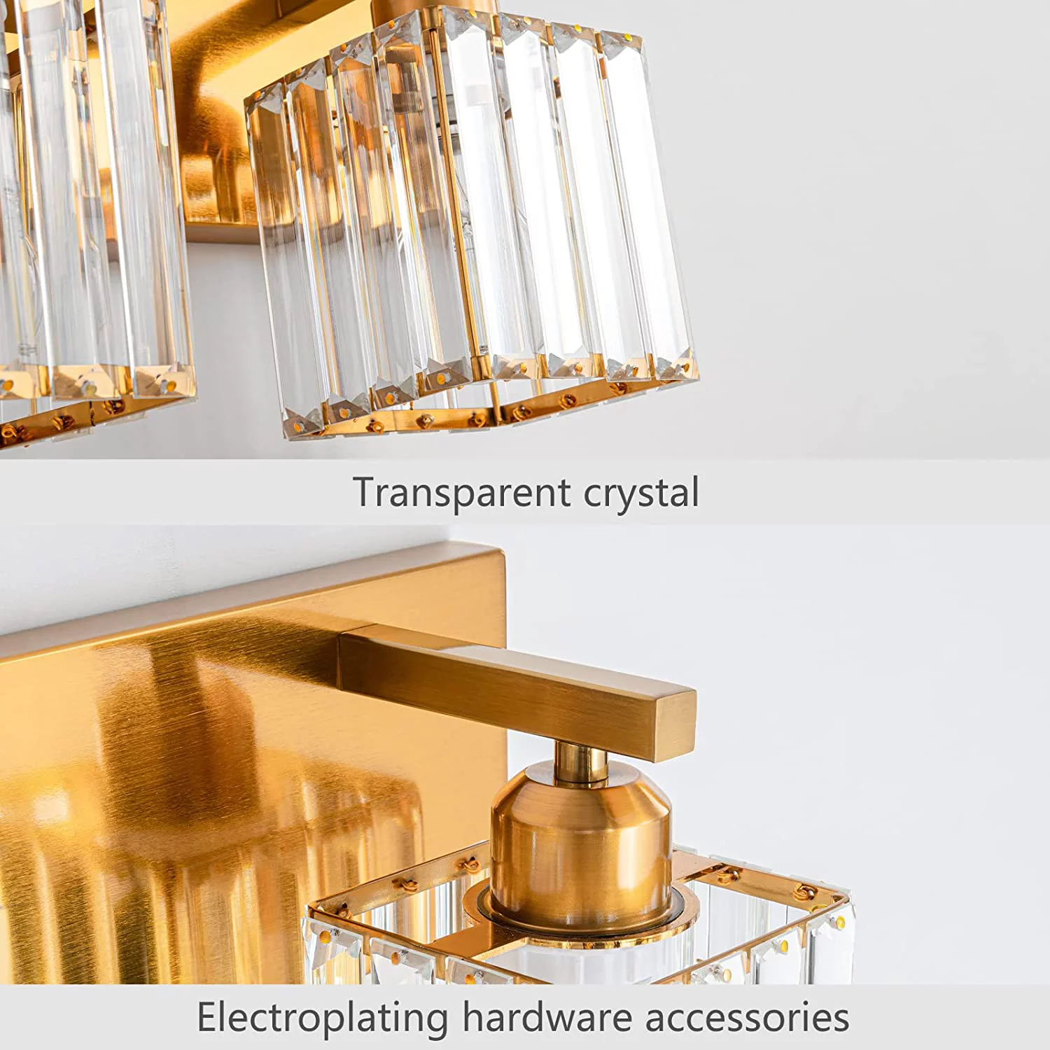 XIANMM Modern Gold Crystal Bathroom Vanity Light 3-Lights Modern Bathroom Wall Light Gold Bathroom Vanity Light Fixtures 002 Gold 3-Light