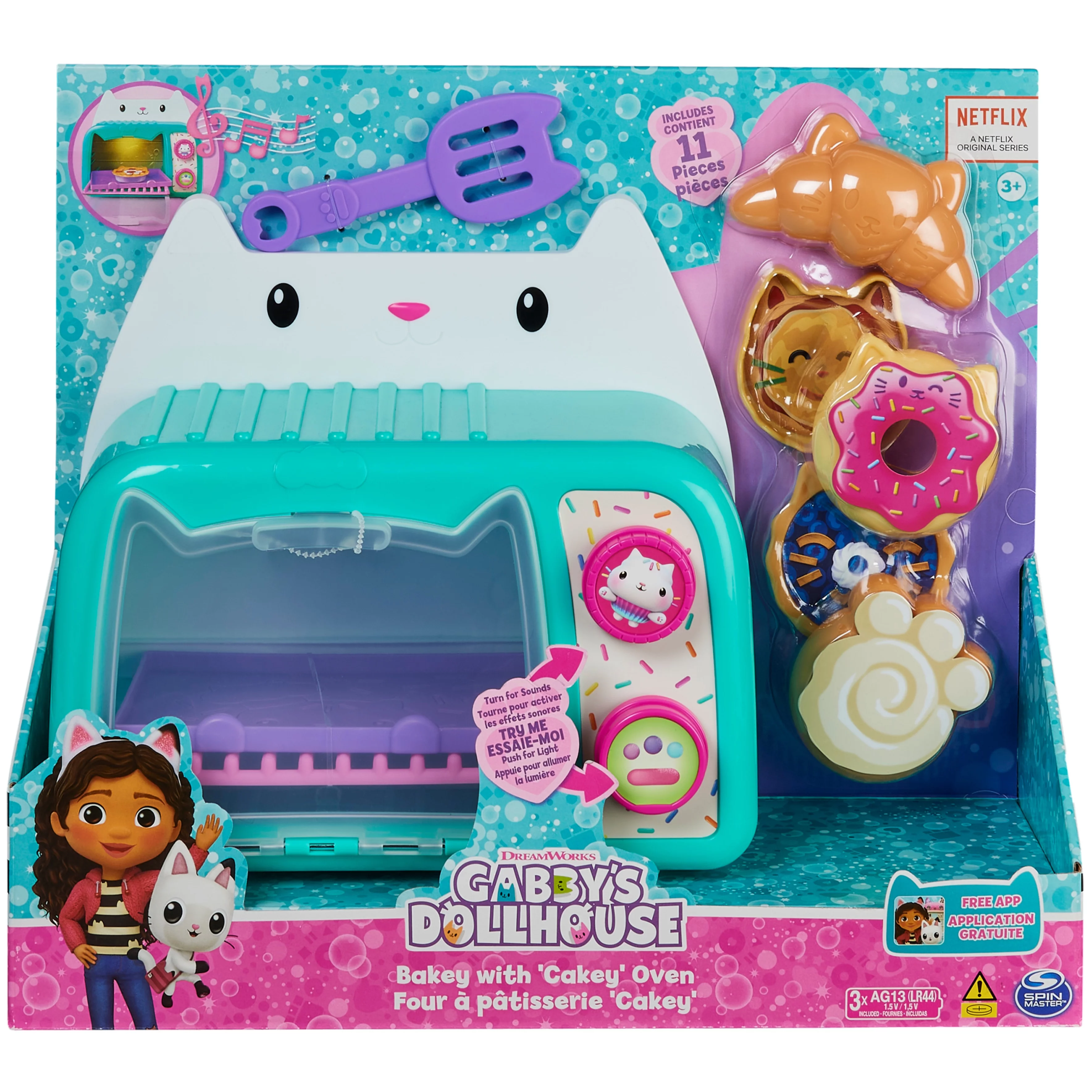 (2 pack) Gabby’s Dollhouse, Bakey with Cakey Toy Oven with Lights and Sounds