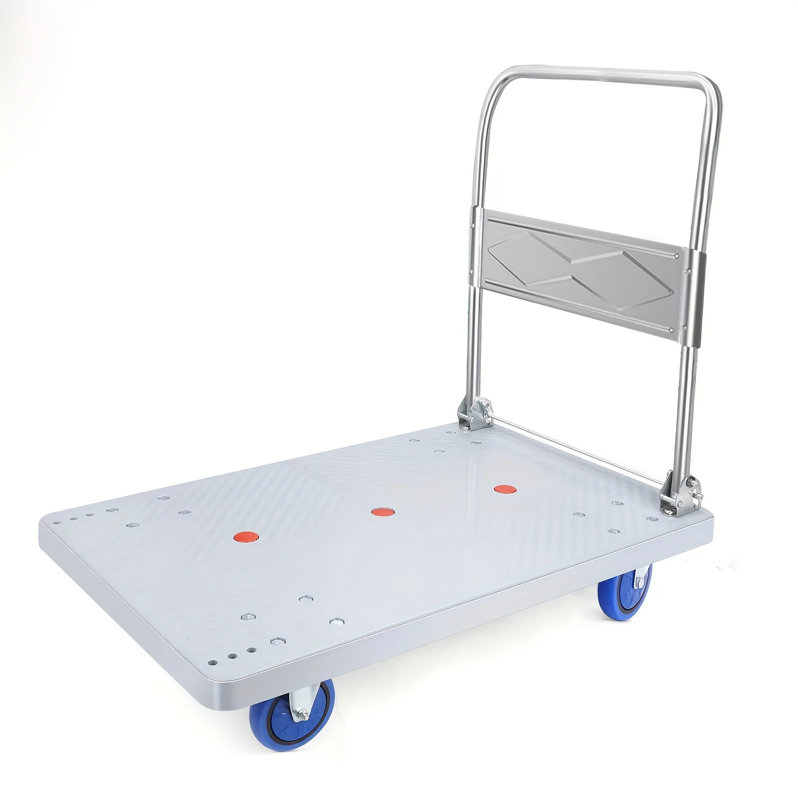 Heavy Duty Platform Hand Truck for Moving, Folding Flatbed Dolly with 360 Degree Swivel Wheels Foldable Push Hand Cart for Loading and Storage