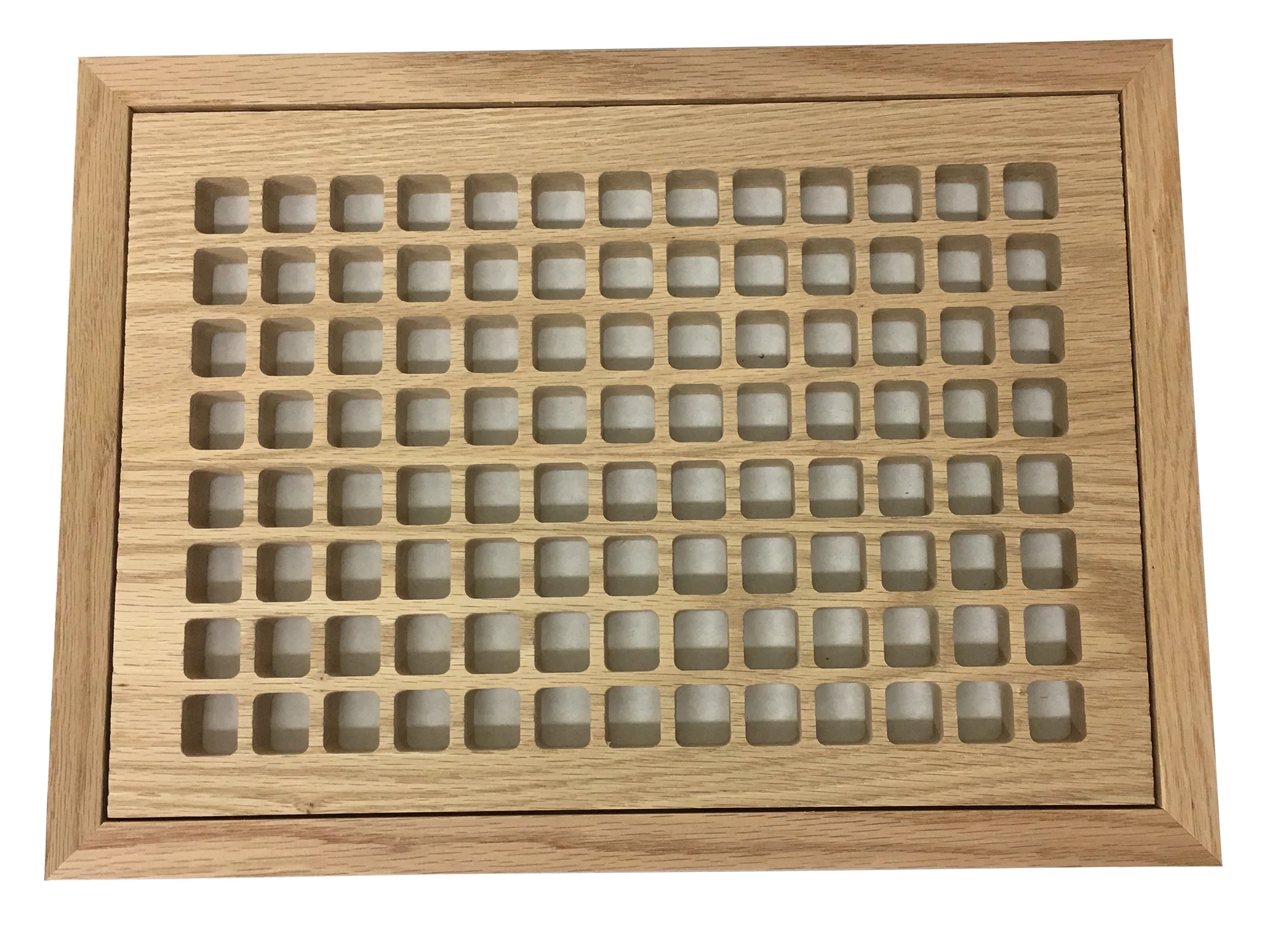 8 Inch x 12 Inch Red Oak Hardwood Vent Floor Register Flush Mount with Frame, Eggcrate Style, Unfinished