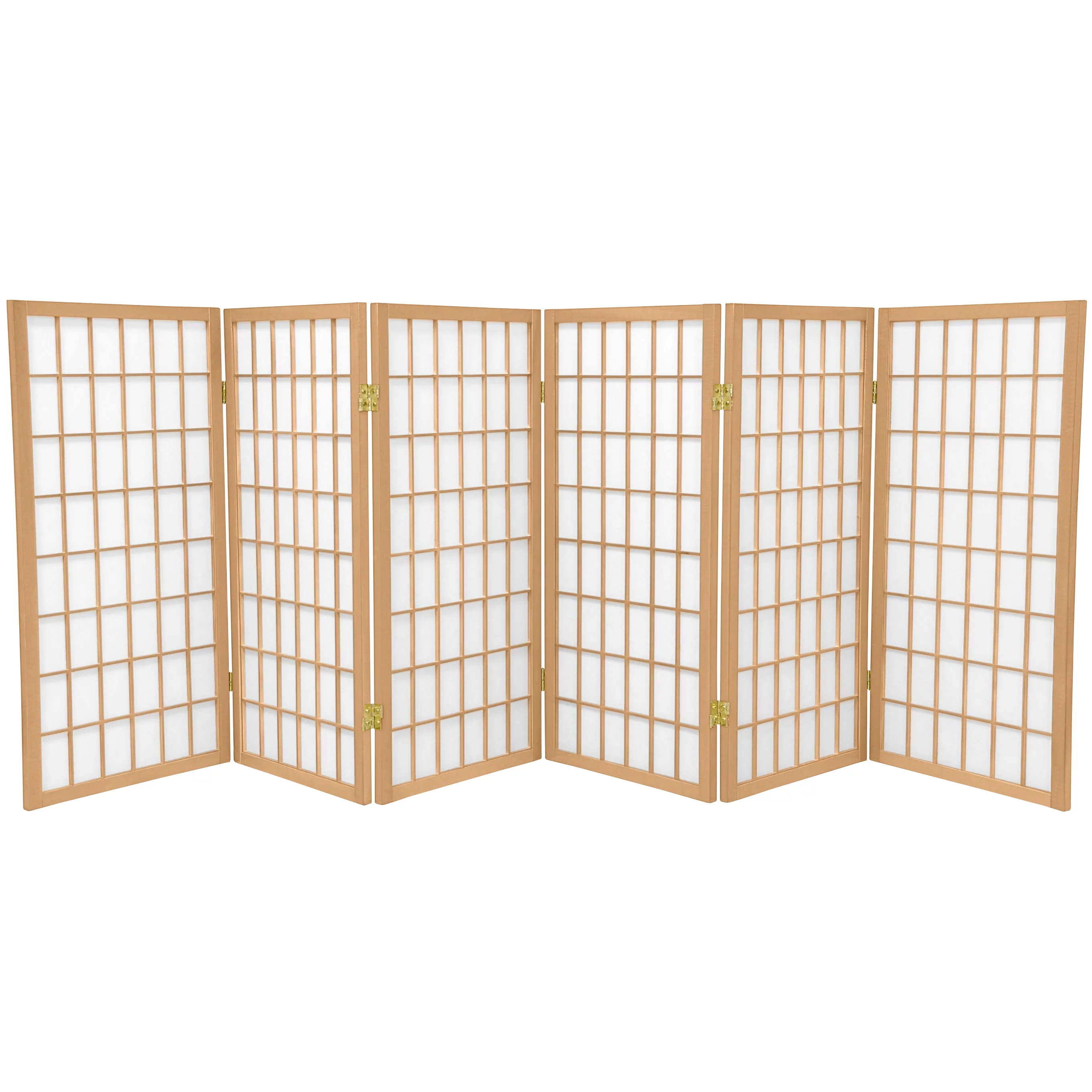 3 ft. Tall Classic Japanese Window Pane Lattice Privacy Screen - Natural - 6 Panels