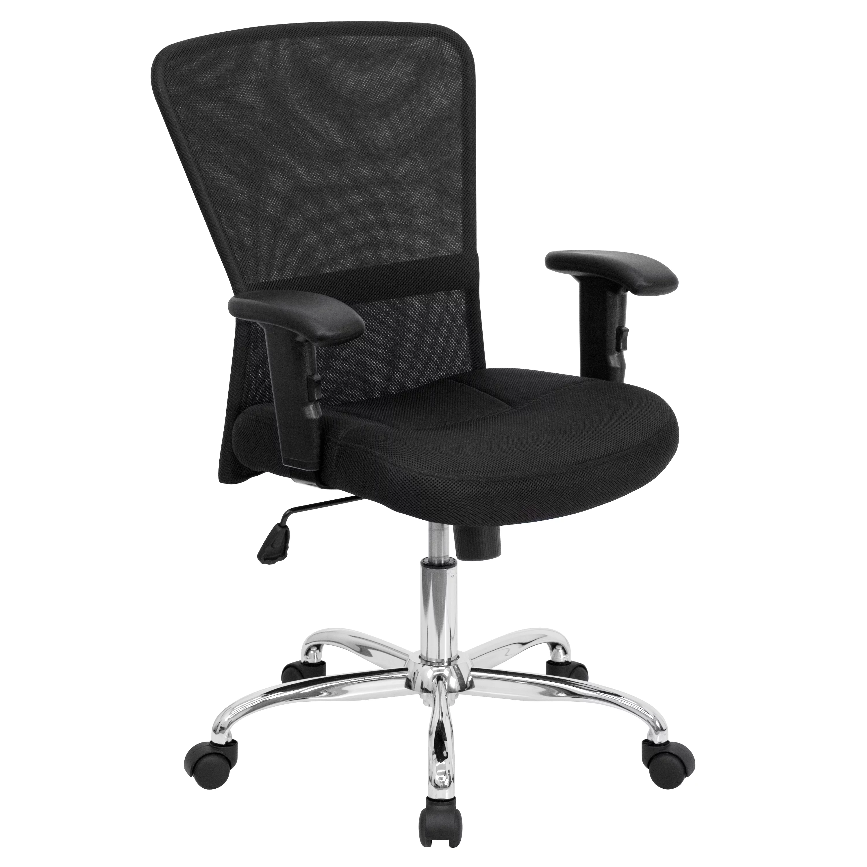 Emma + Oliver Mid-Back Black Mesh Contemporary Swivel Task Adjustable Arm Office Chair