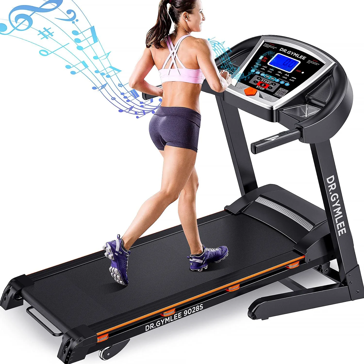 DR.Gymlee 9028S 3.25HP Folding Electric Treadmill with 15 Level Auto Incline & Shock Absorption Spring, Motorized Running Machine, Fitness for Home