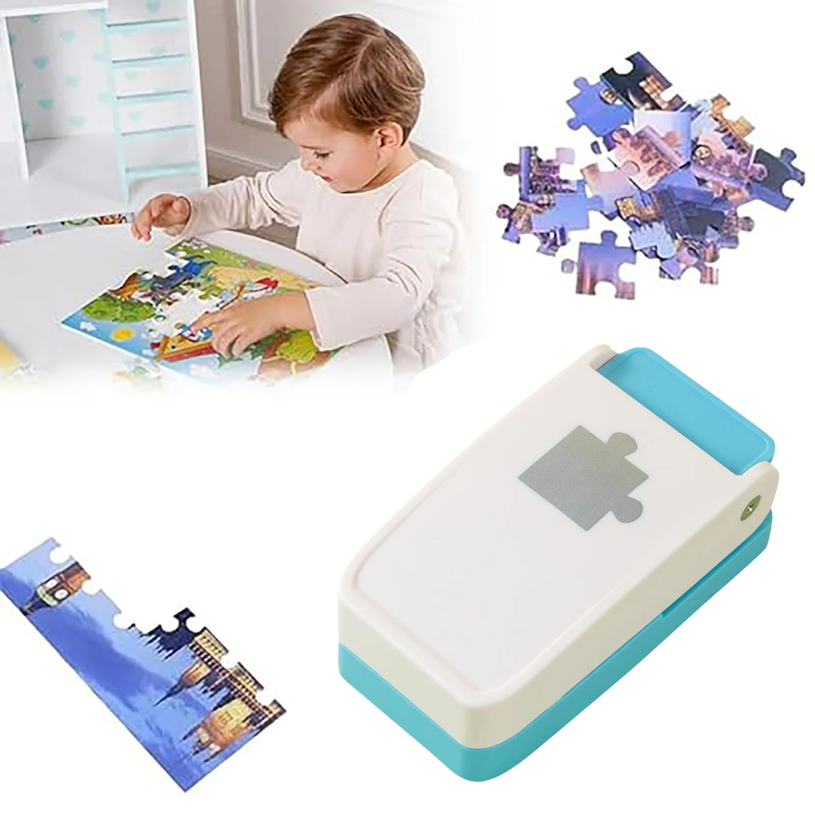Puzzle Machine Puzzle Punching Machine Labor Saving Embossing Machine Punching Machine DIY Handmade Diversified Children's Intelligence Flower Punching Machine Stationery Organizer Portable