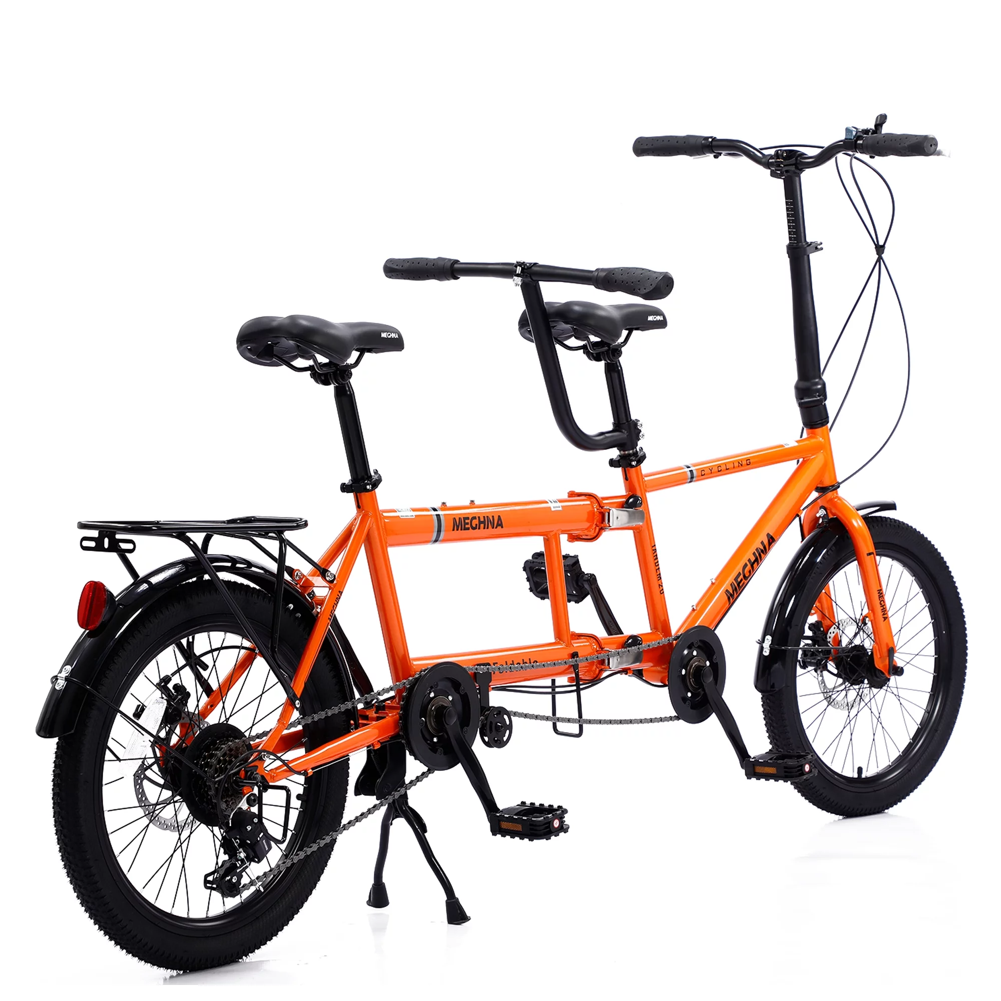 FOMAS Tandem Bike 20 Inches Wheels 2-Seater Shimano 7speed Folding Tandem Adult Beach Cruiser