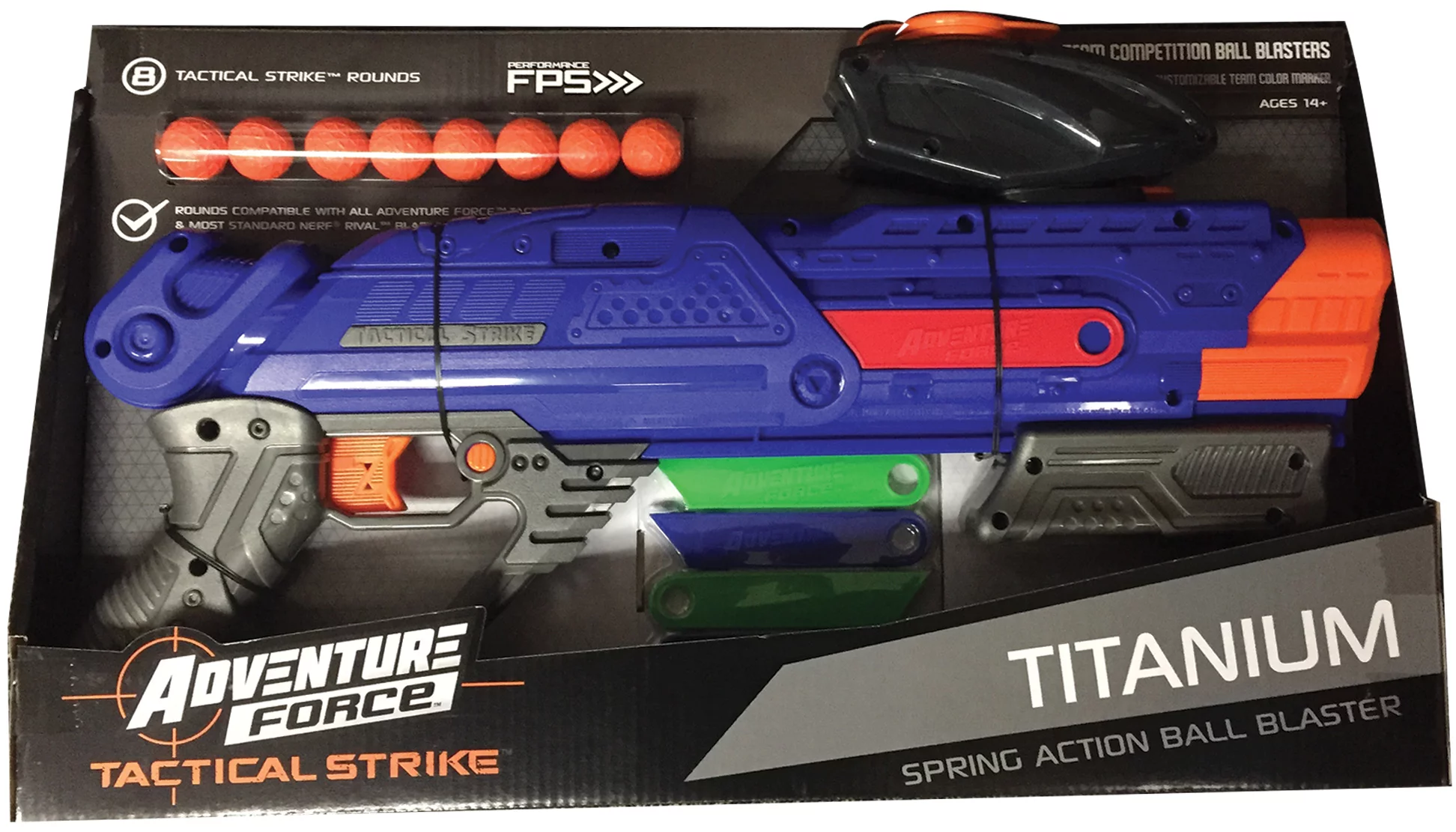 Adventure Force Tactical Strike Titanium Spring Action Team Competition Ball Blaster - Compatible with NERF Rival