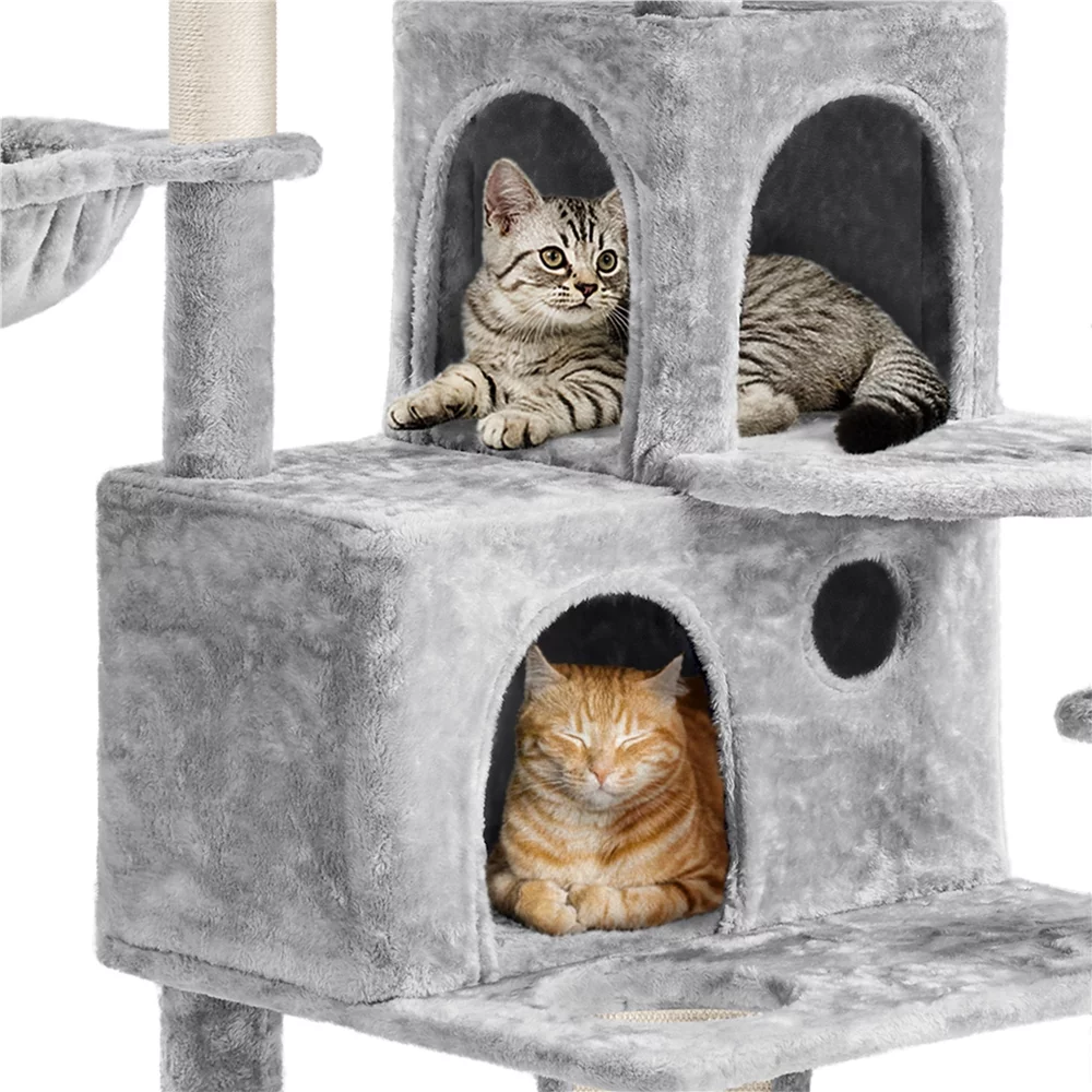 Yaheetech 76.5-inch Cat Tree Cat Tower with Condos, Light Gray