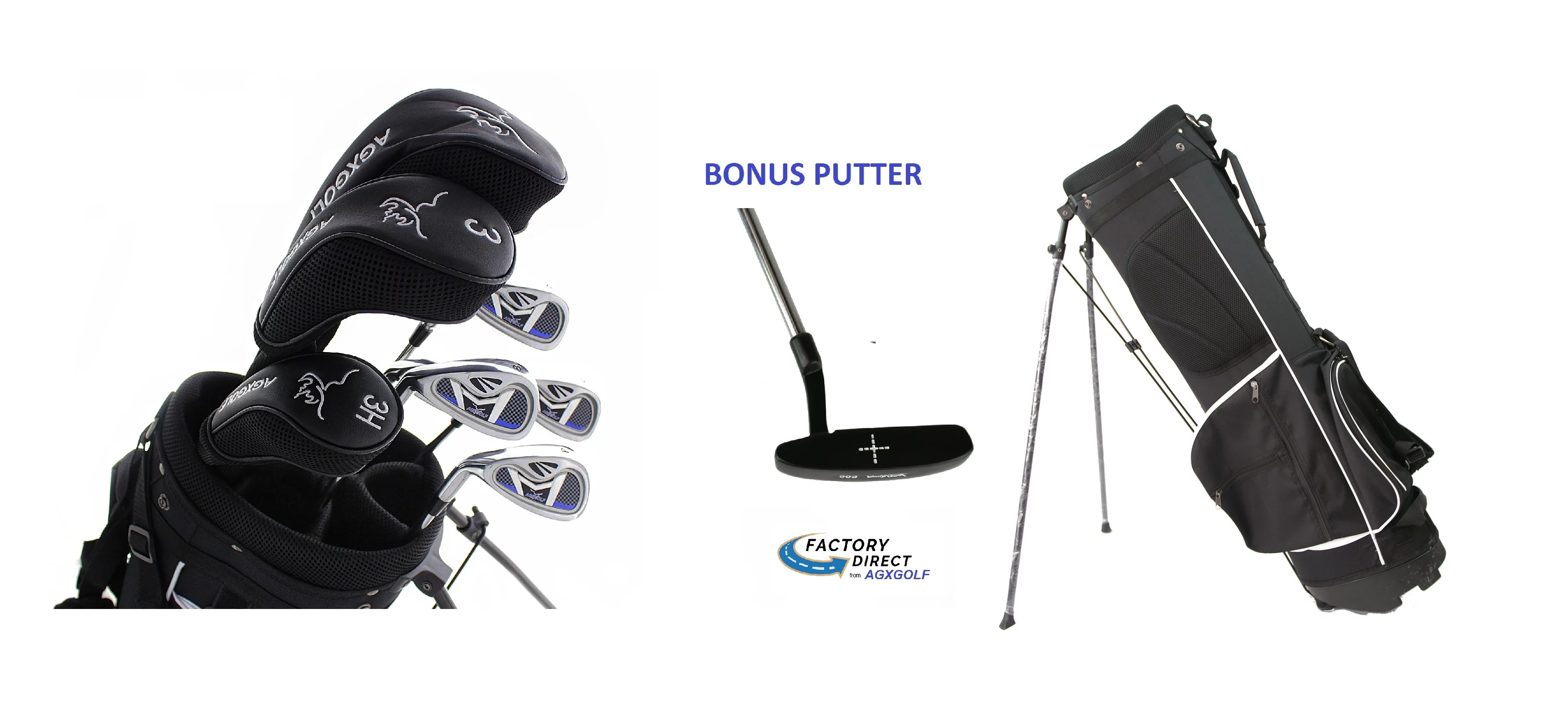 AGXGOLF Ladies Left Hand Petite Length Magnum XL Complete Golf Club Set w/Ladies Stand Bag & Free Putter: Fast Shipping