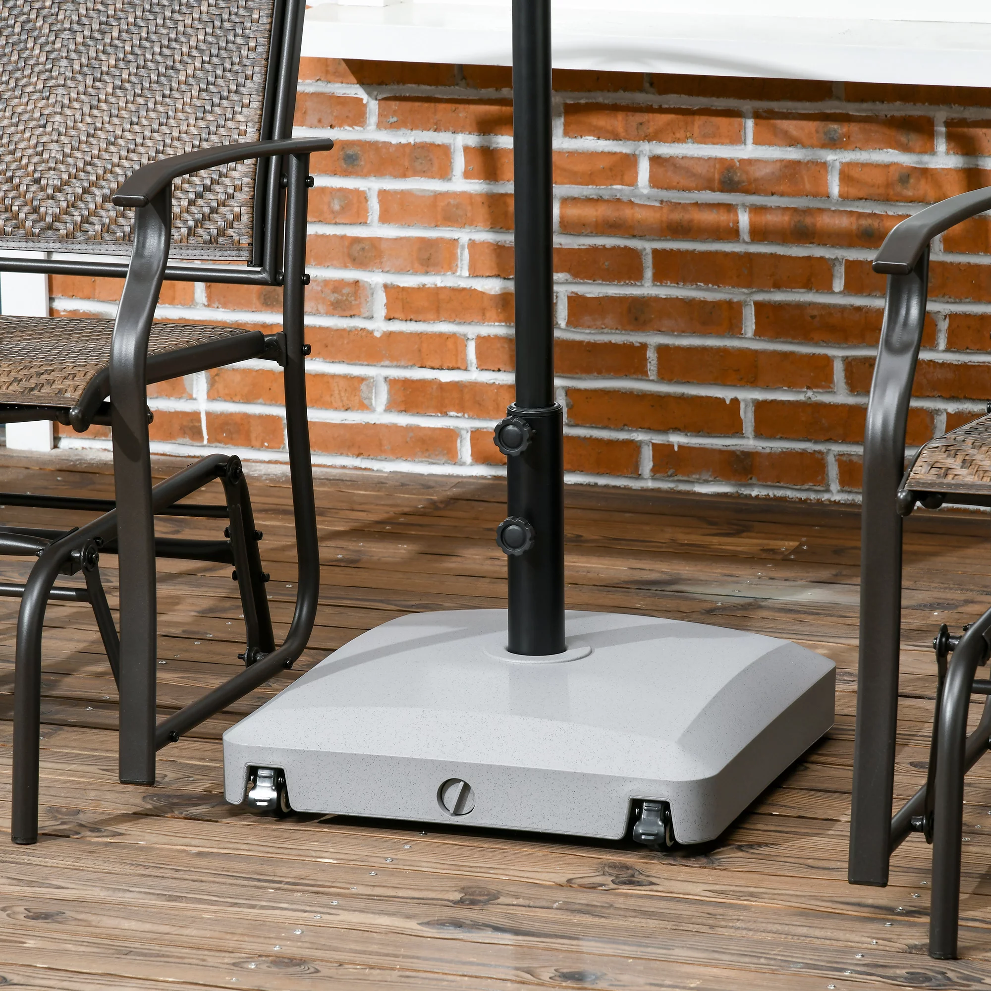 Outsunny Patio Umbrella Base with Wheels, Water or Sand Filled, Gray