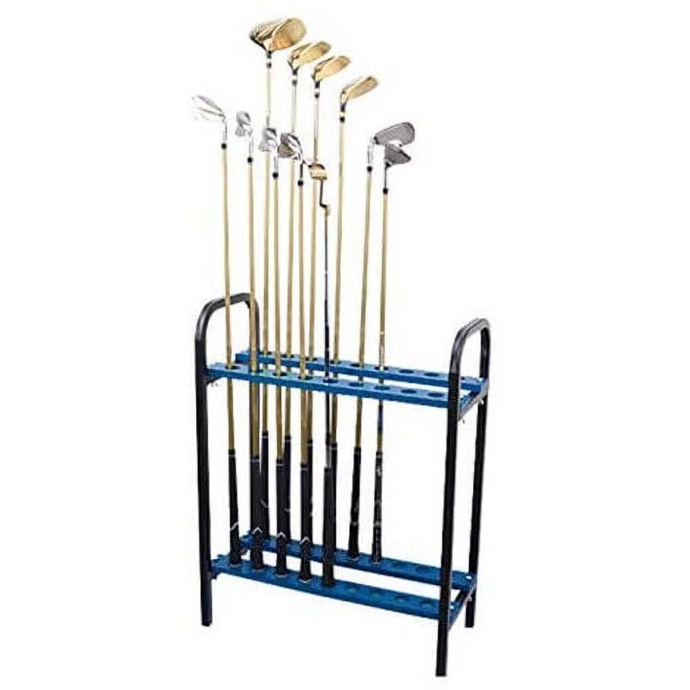 Crestgolf 18 Holes Golf Club Rack, Golf Stand Display Organizer Shelf, Durable Metal Black&Blue Golf Club Holder Shelf 1 Pcs