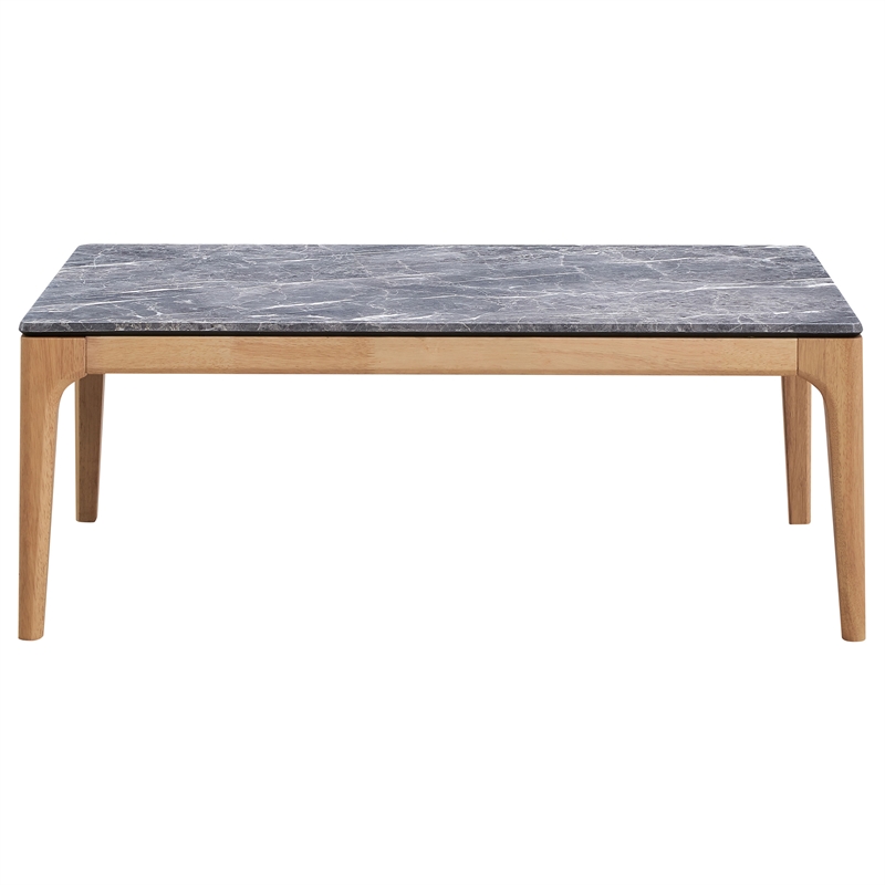 Pemberly Row Wood Coffee Table with Marble-like Top Teramo and Light Oak