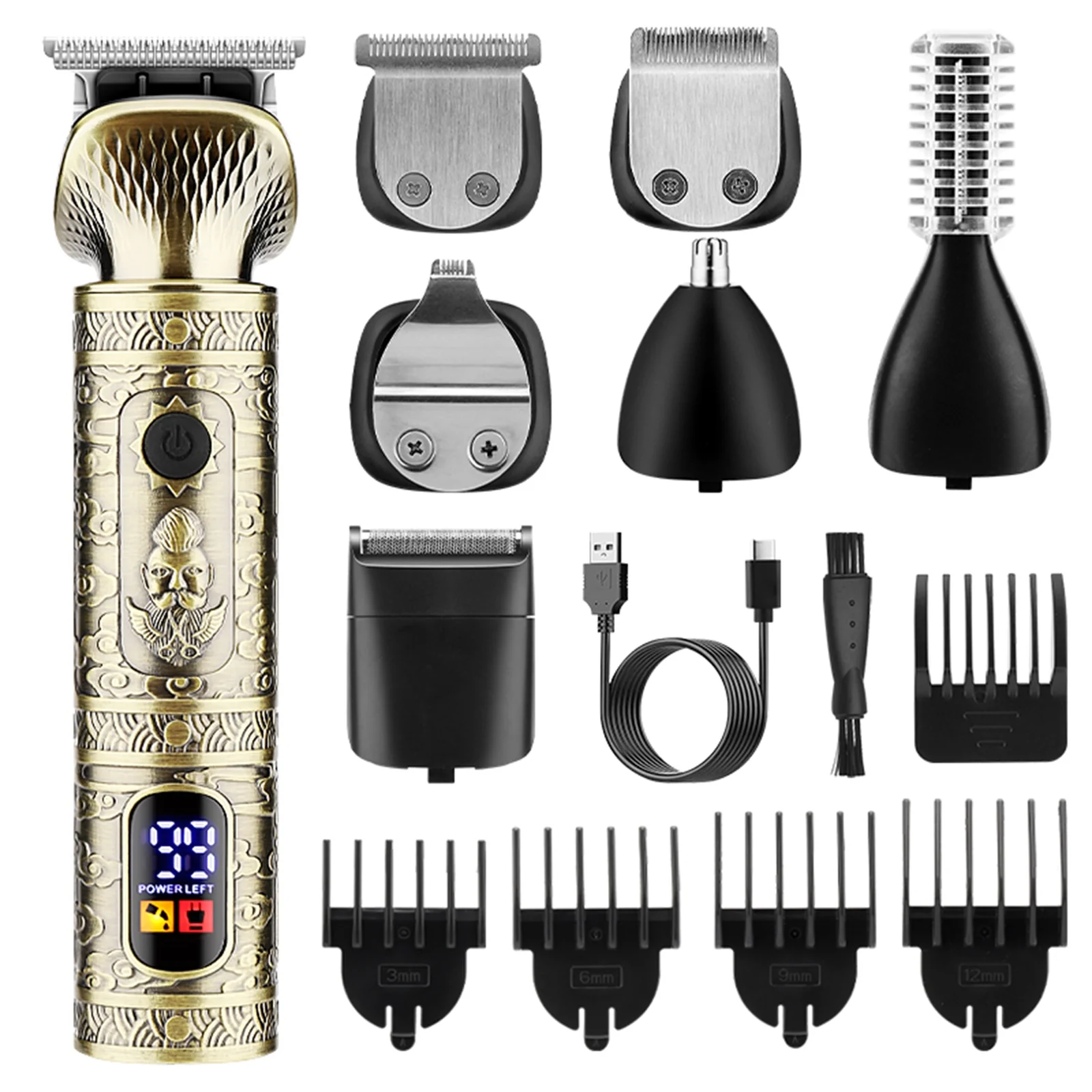 Walmeck Men's Electric Hair Clipper, 7,IN,1 Haircut and Body Trimming Kit with Engraving Cutter Guide Combs