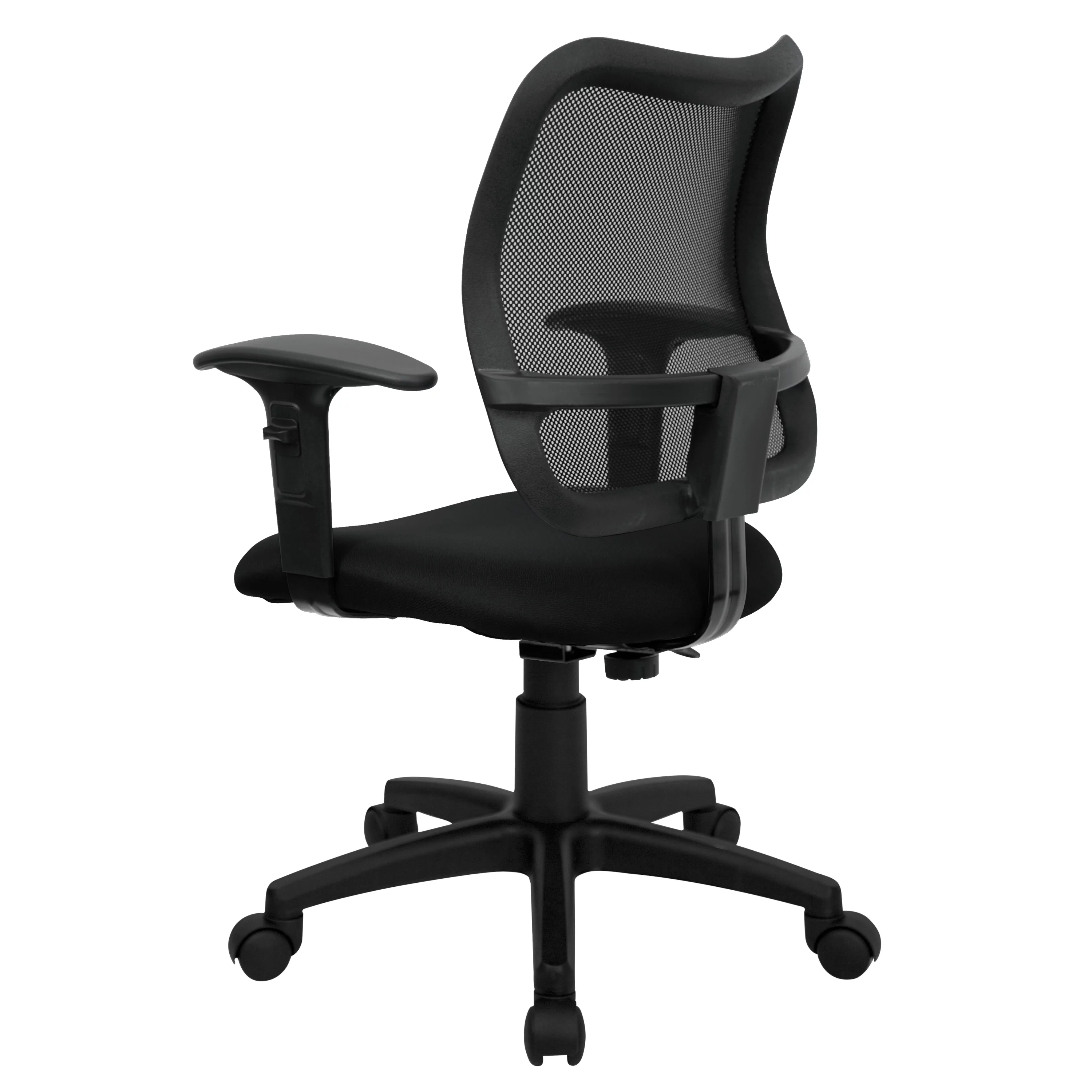 BizChair Mid-Back Black Mesh Swivel Task Office Chair with Adjustable Arms