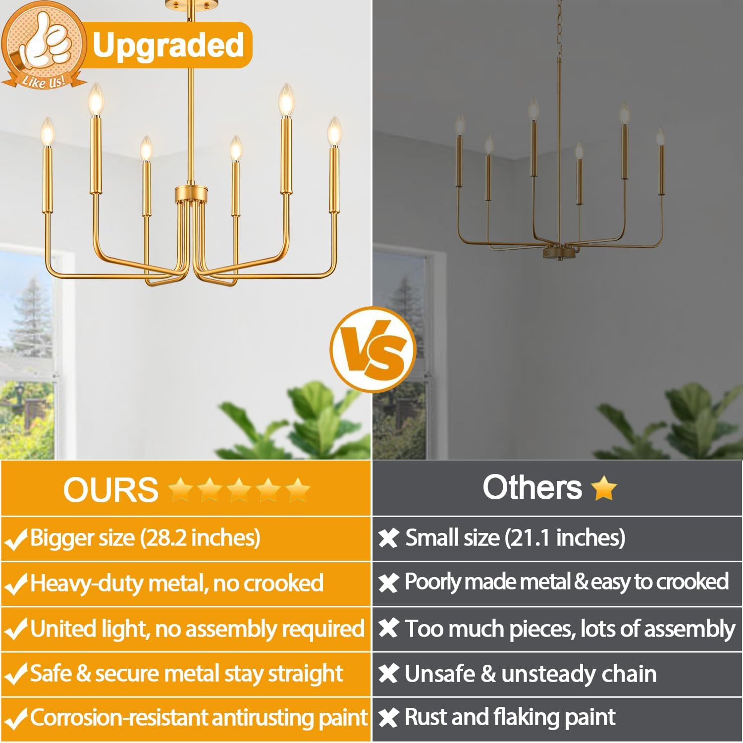 Black Chandelier  6-Light Farmhouse Chandelier for Dining Room Lighting Fixtures Hanging  Dining Light Fixtures Industrial Modern Chandelier for Bedroom  Foyer  Hall  Kitchen  Living Room