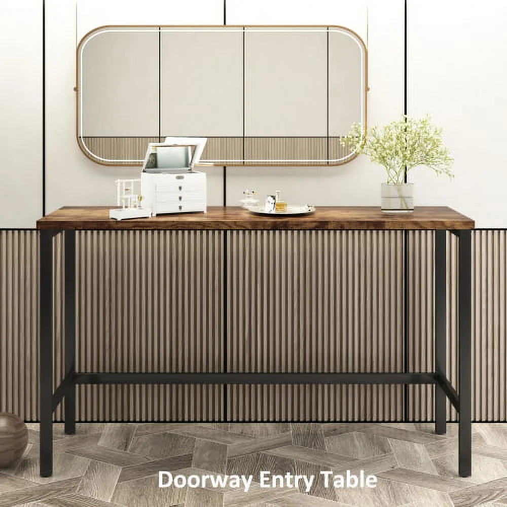 ZJbiubiuHome TOPMAX Counter Height Extra Long Dining Table Set with 3 Stools Pub Kitchen Set  with Footrest Brown