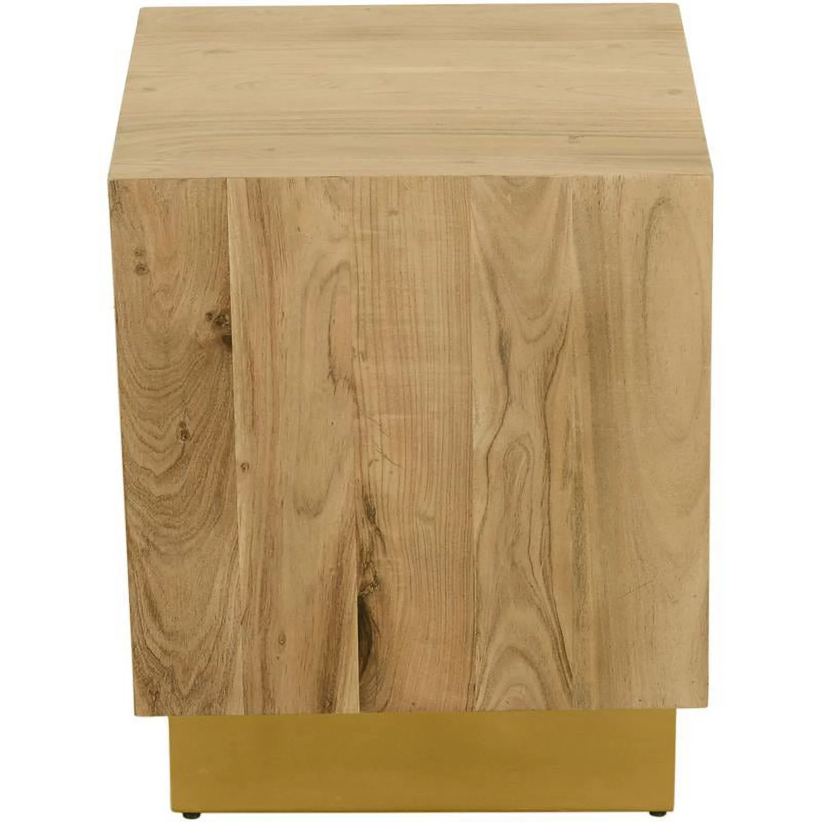 Meridian Furniture Acacia Wooden Top End Table with Durable Gold Metal Base