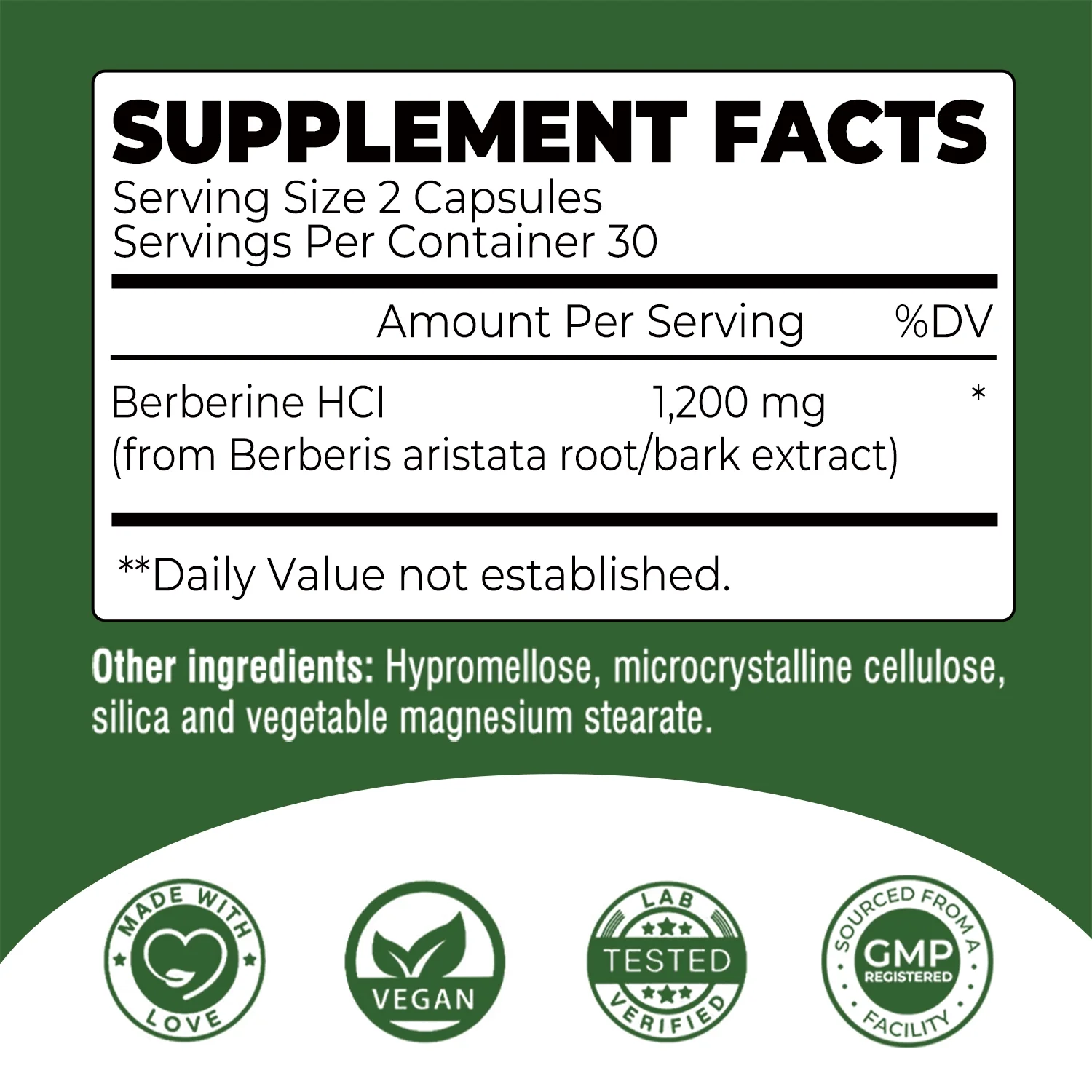 Coolkin Berberine 1200mg - Berberine HCI - Heart Health, Blood Sugar Balance and Control 60 Capsules