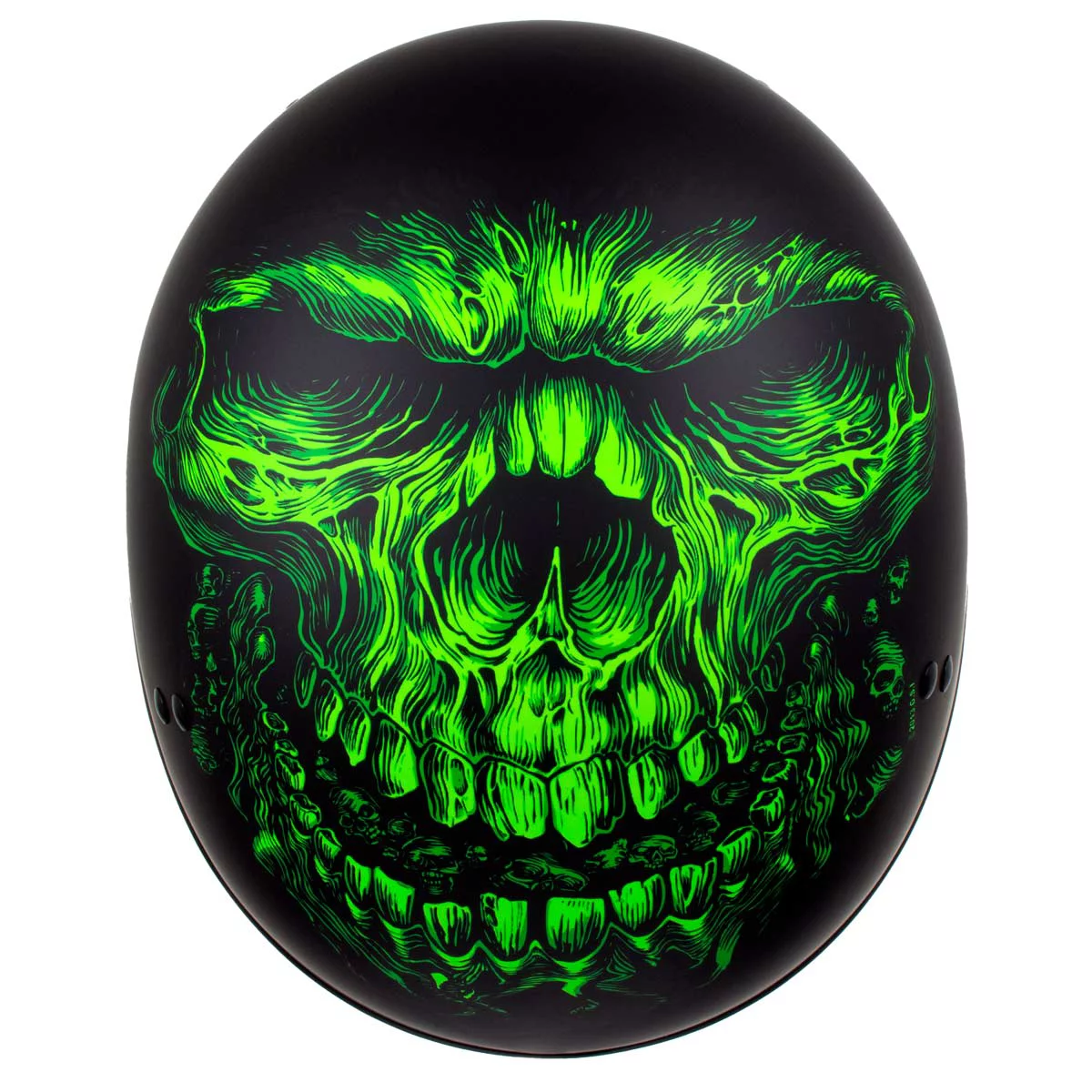 Hot Leathers HLD1030 Flat Black 'Shredder' Motorcycle DOT Approved Skull Cap Half Helmet for Men and Women Biker X-Large