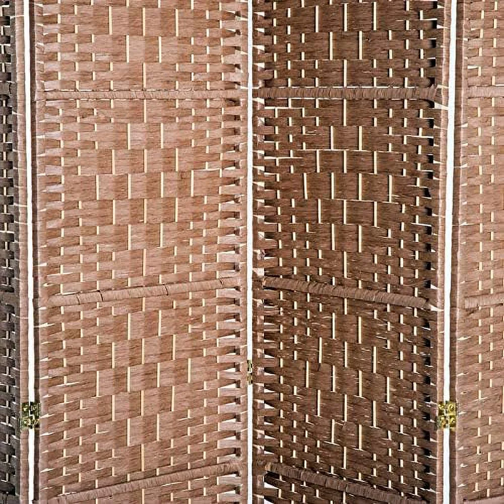 TQNJYGX 6' Tall Wicker Weave 6 Panel Room Divider Privacy Screen - Brown