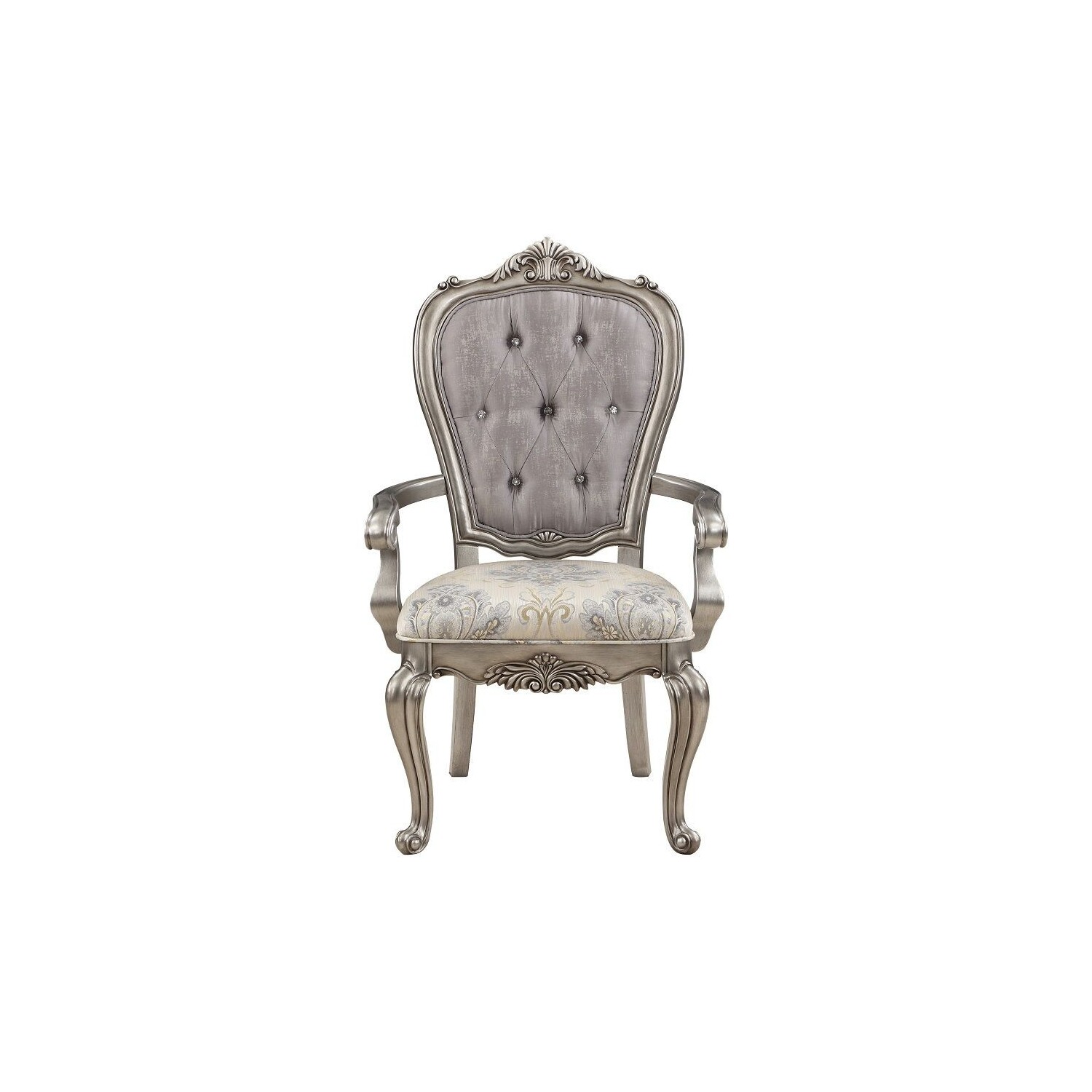 Aria 27 Inch Side Dining Chair Set of 2 Velvet Antique Platinum Tone